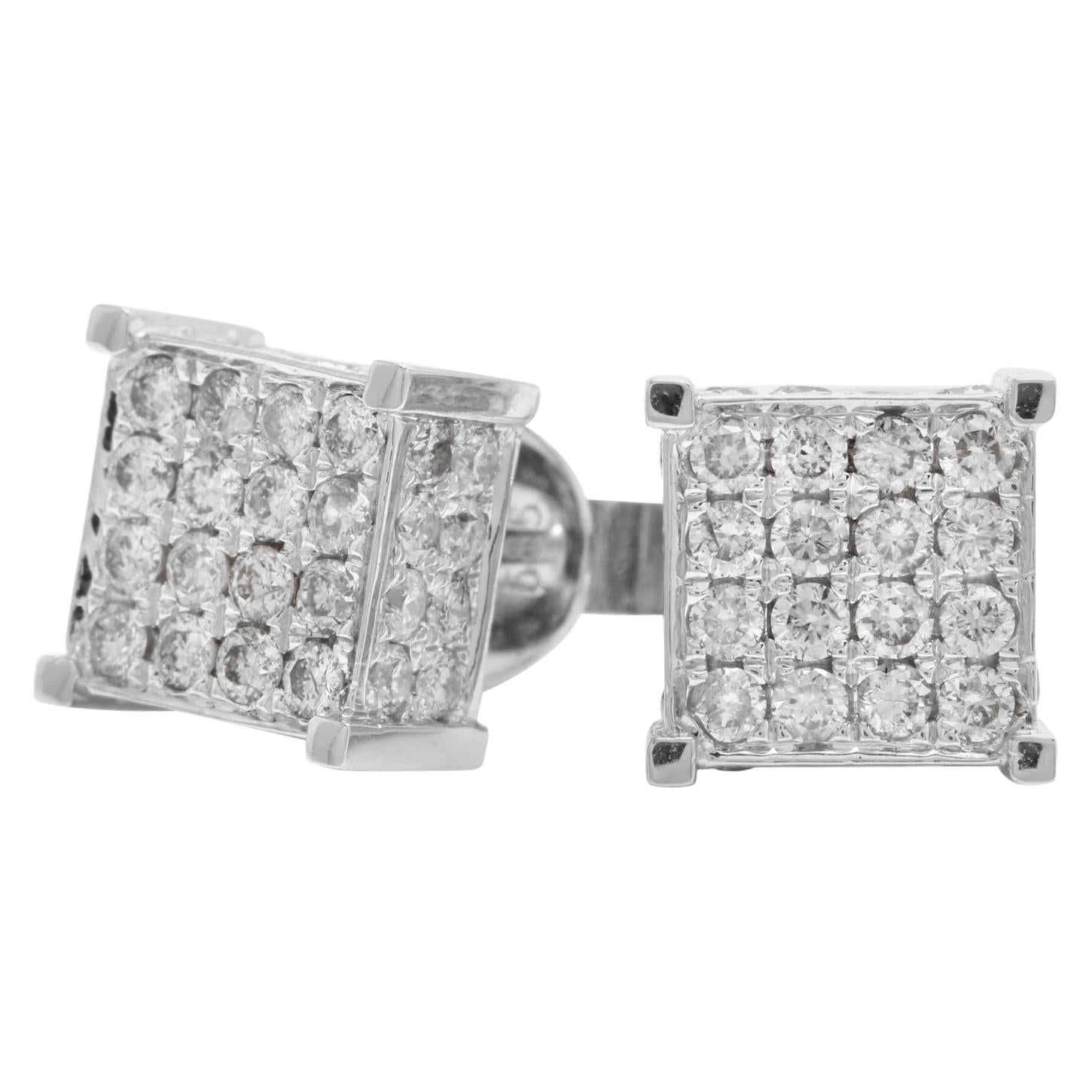 Exquisite 1.40 Carat Natural Diamond 14 Karat Solid White Gold Stud Earrings For Sale