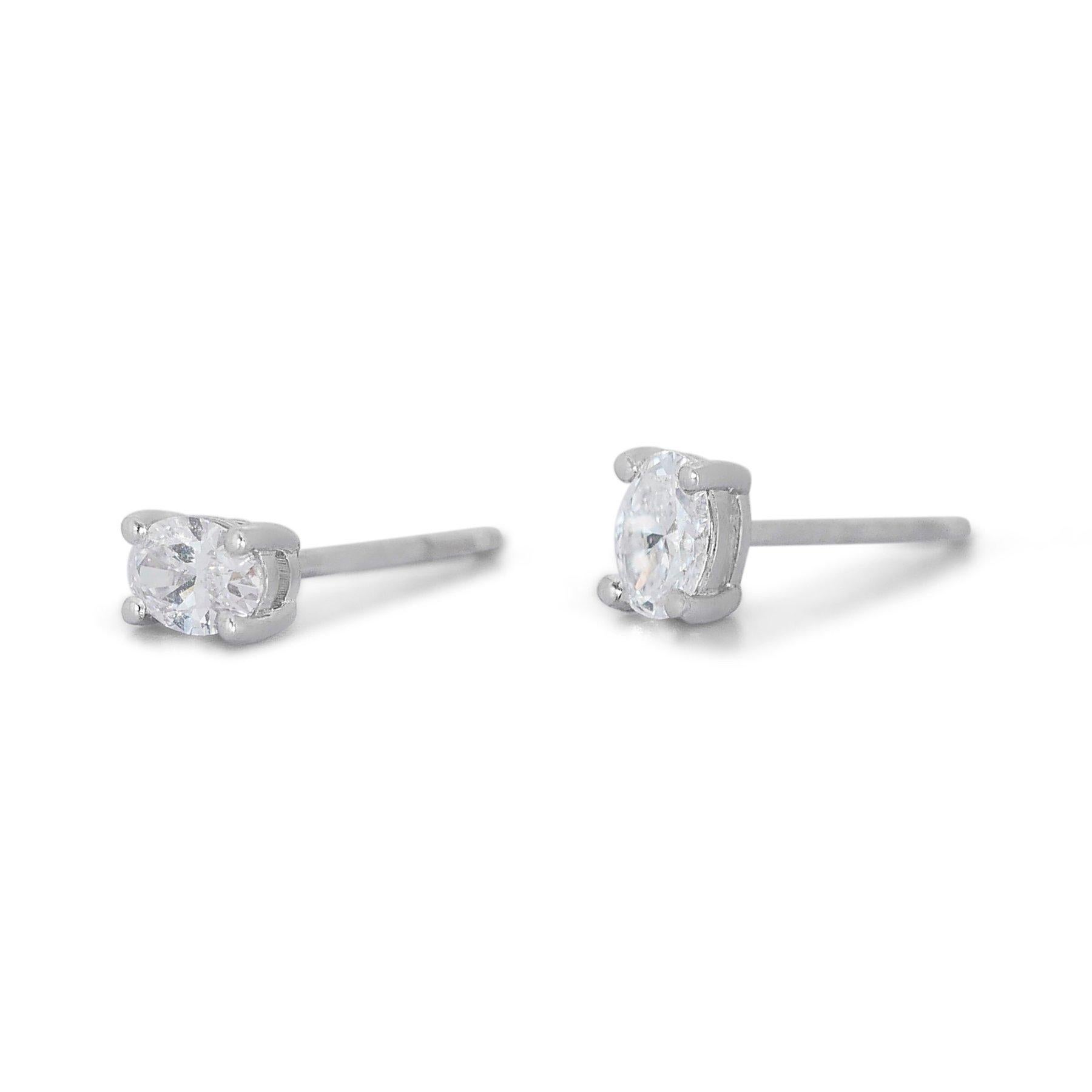 Oval Cut Exquisite 1.40ct Oval Diamond Stud Earrings in 18k White Gold - GIA Certified For Sale