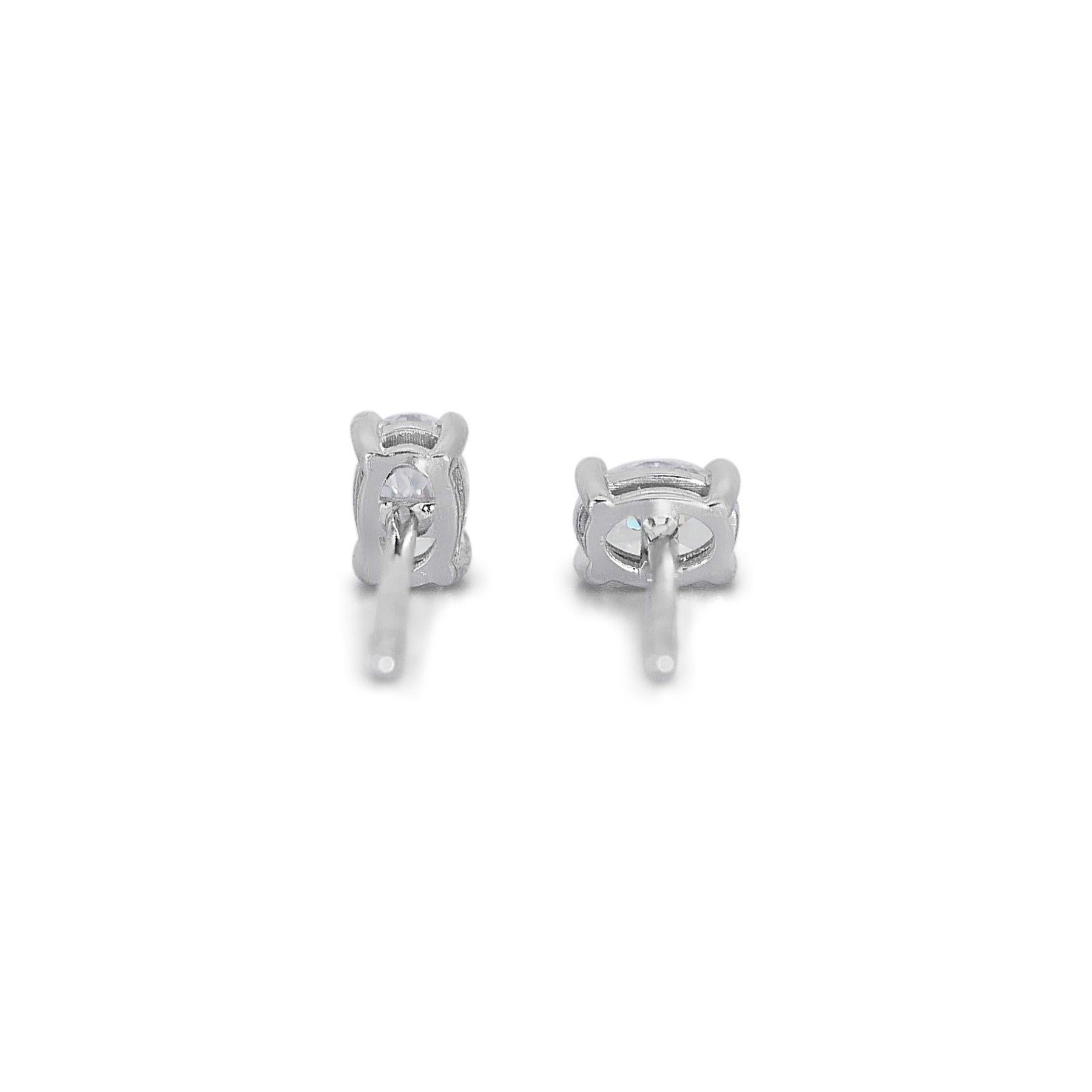 Exquisite 1.40ct Oval Diamond Stud Earrings in 18k White Gold - GIA Certified For Sale 2