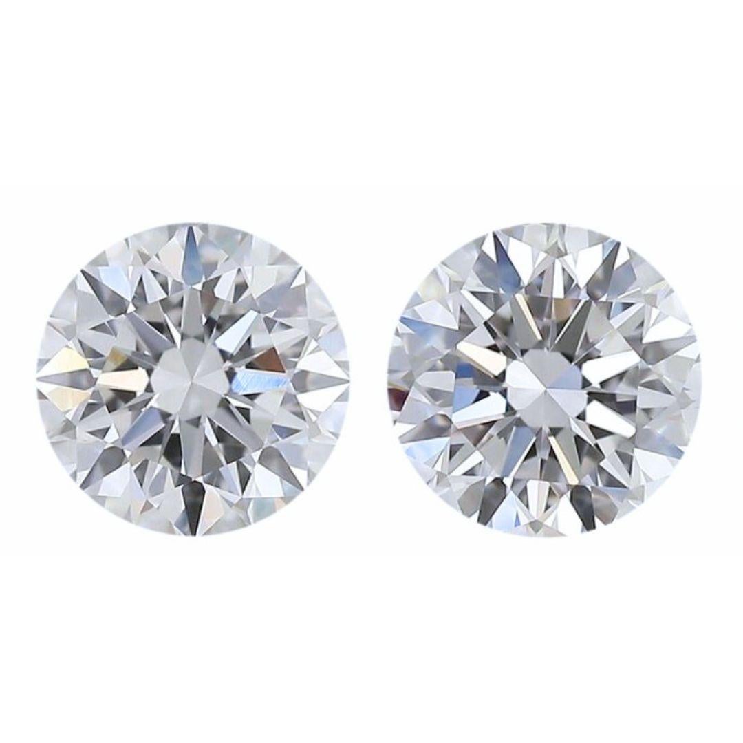 Squisita coppia di diamanti rotondi di 1,40 carati a taglio ideale triplo eccellente in vendita 4