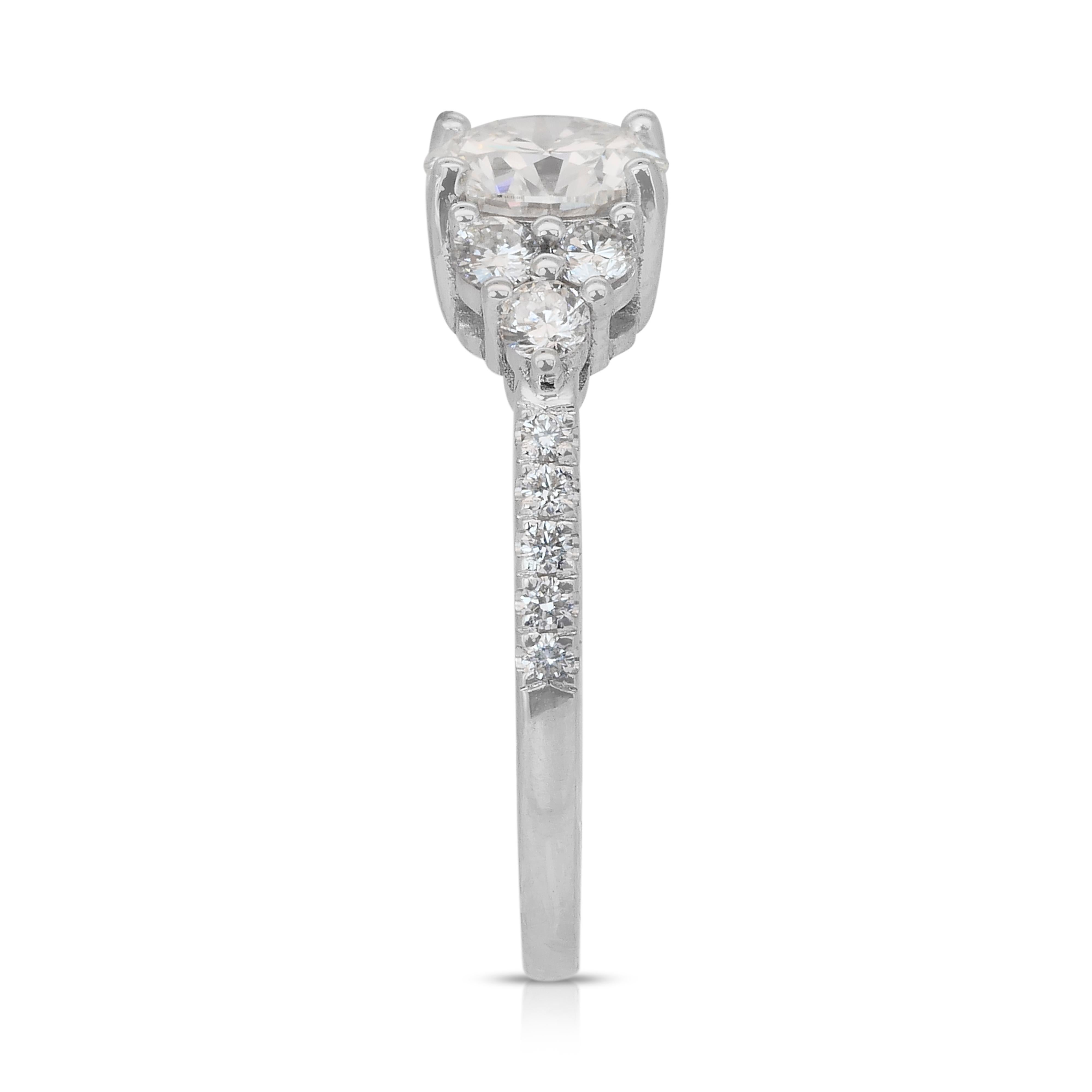 Exquisite 1.42ct Diamonds Pave Ring in 18k White Gold - IGI Certified For Sale 2