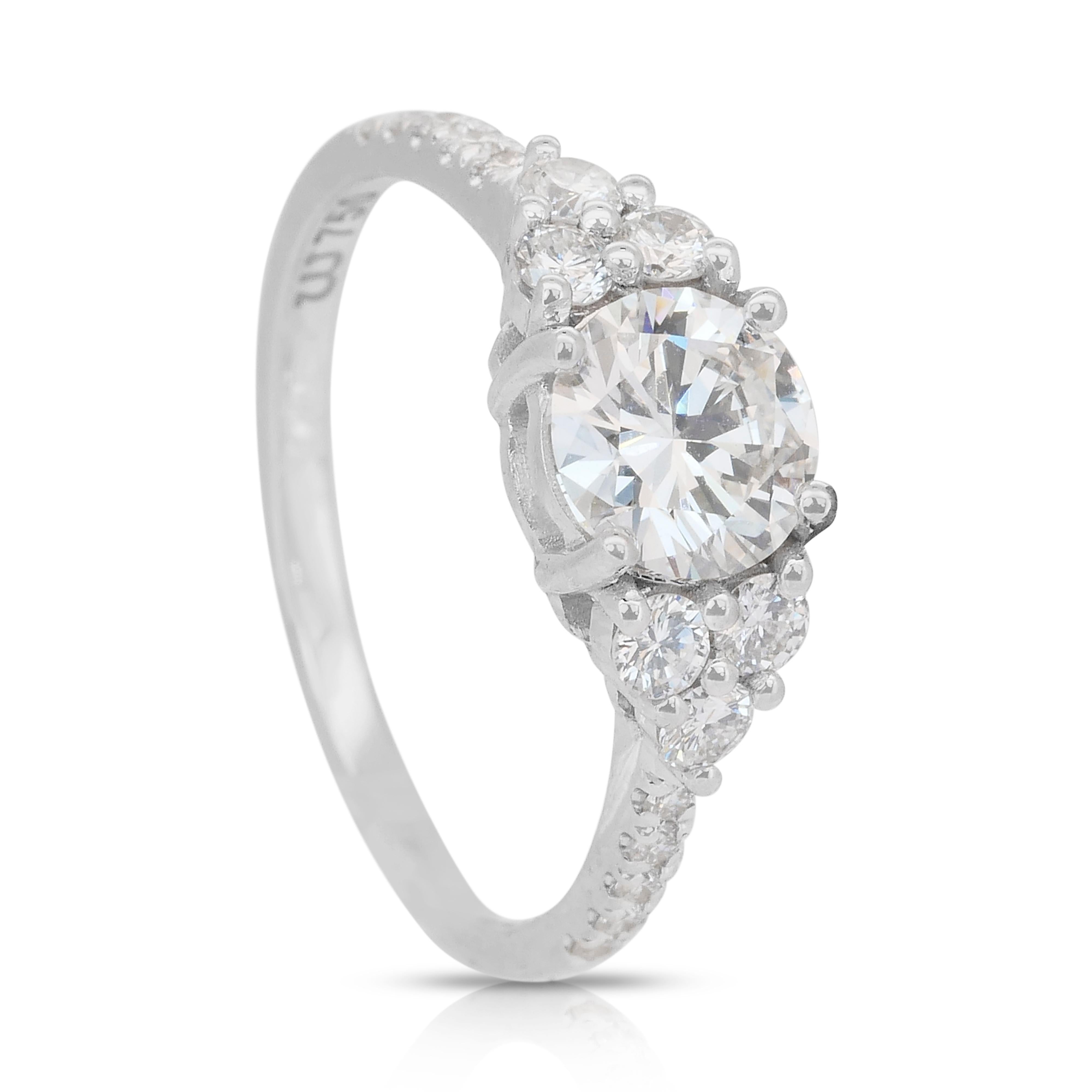 Exquisite 1.42ct Diamonds Pave Ring in 18k White Gold - IGI Certified For Sale 3