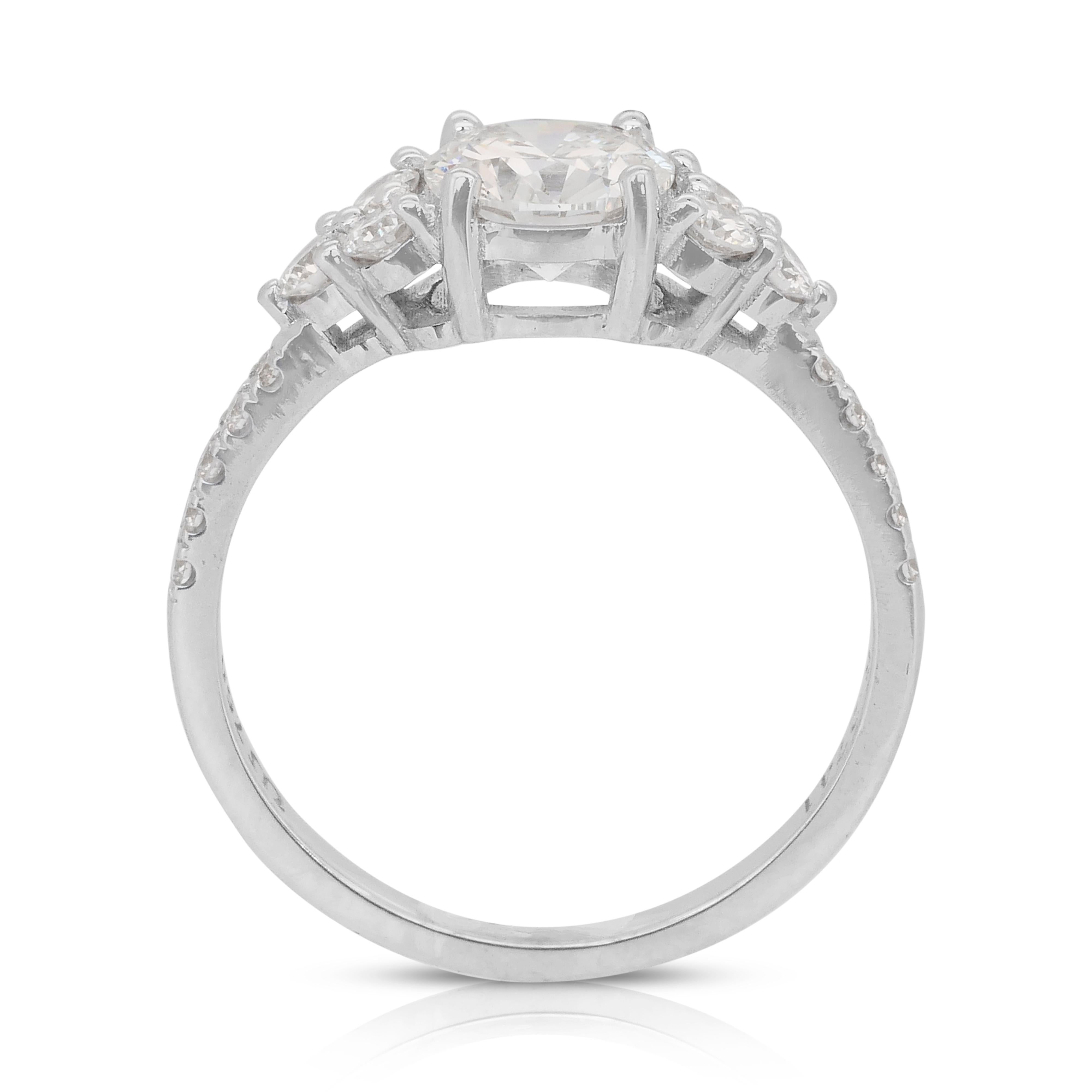 Exquisite 1.42ct Diamonds Pave Ring in 18k White Gold - IGI Certified For Sale 4