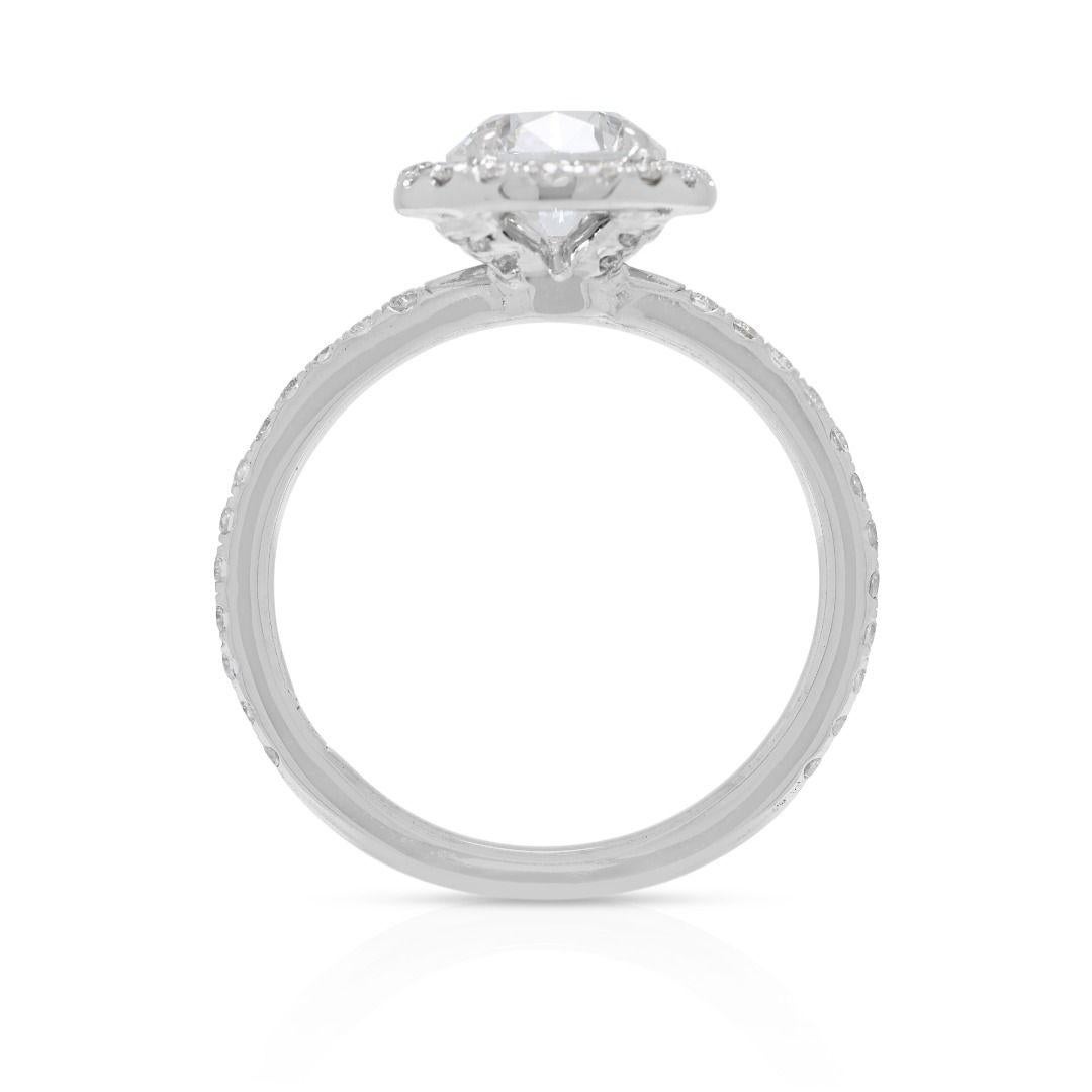 Exquisite 1.42ct Halo Pave Natural Diamond Ring in 14K White Gold in vendita 2