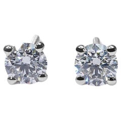 Exquisite 1.42ct Round Diamond Stud Earrings in 18k White Gold - GIA Certified