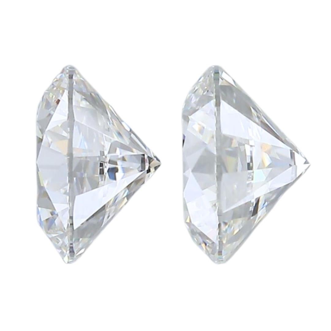 Donna Squisita coppia di diamanti rotondi a taglio ideale triplo eccellente da 1.42ct - GIA in vendita