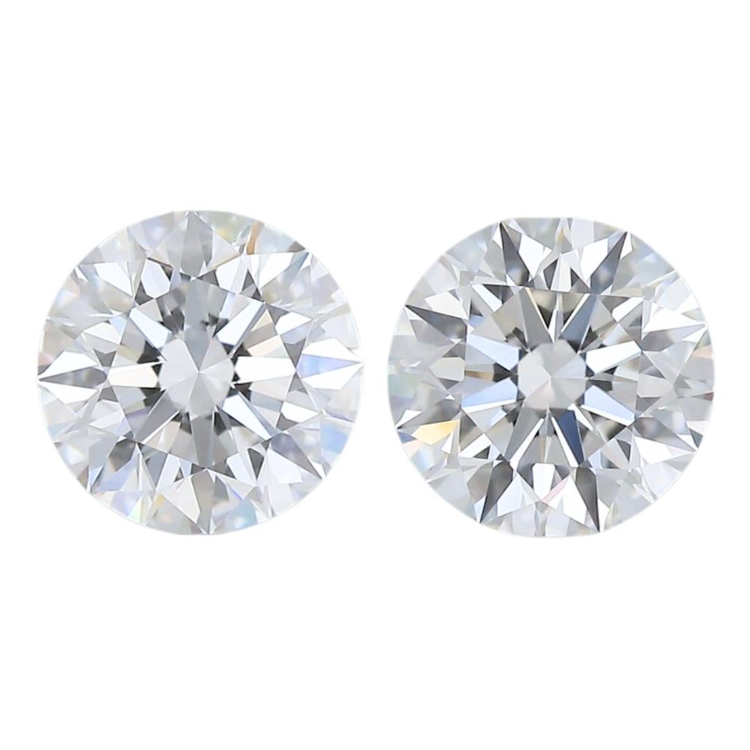 Exquisite 1.42ct Triple Excellent Ideal Cut Pair of Round Diamonds - GIA