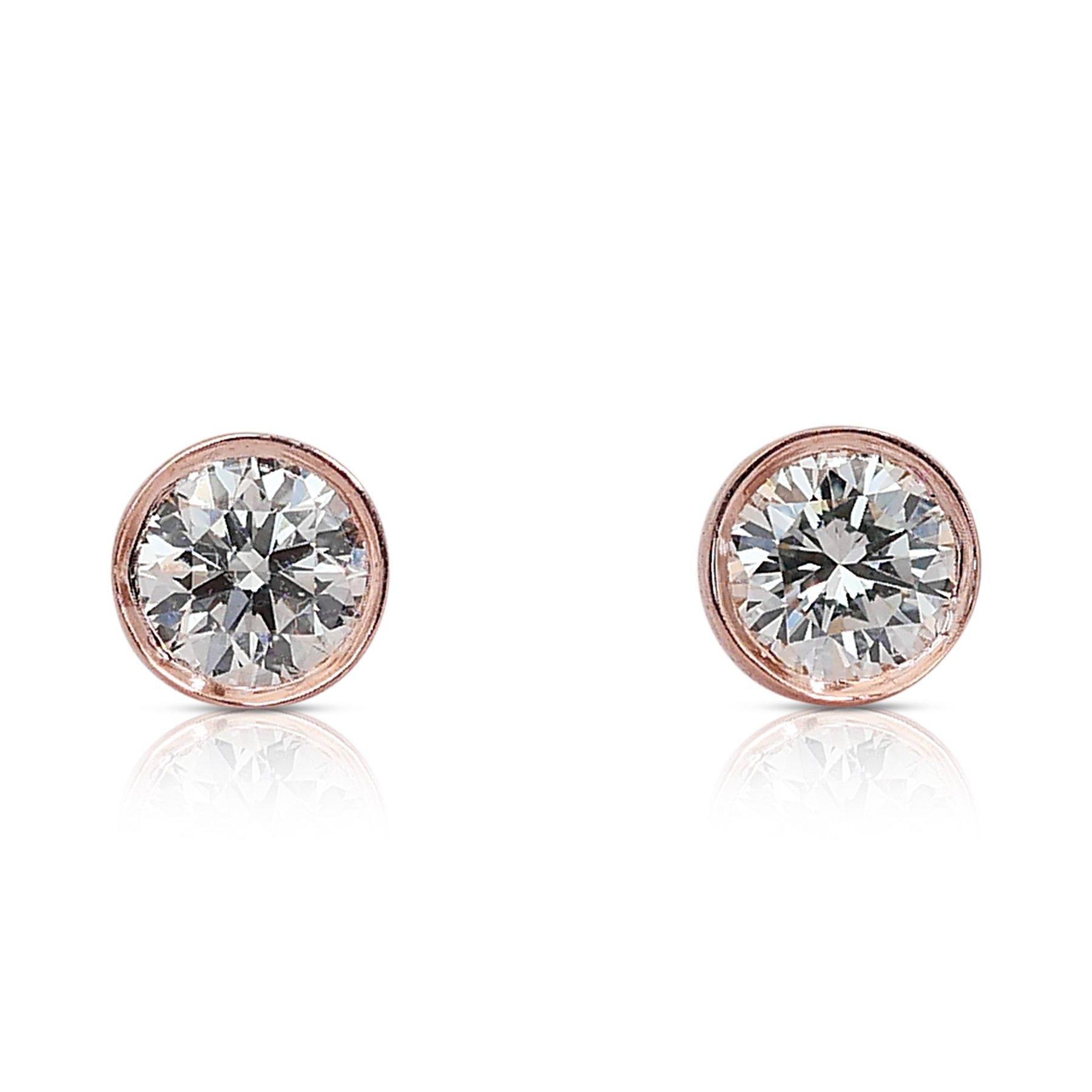 Exquisite 1.45ct Tripe Excellent Ideal Cut Diamonds Stud Earrings For Sale 1