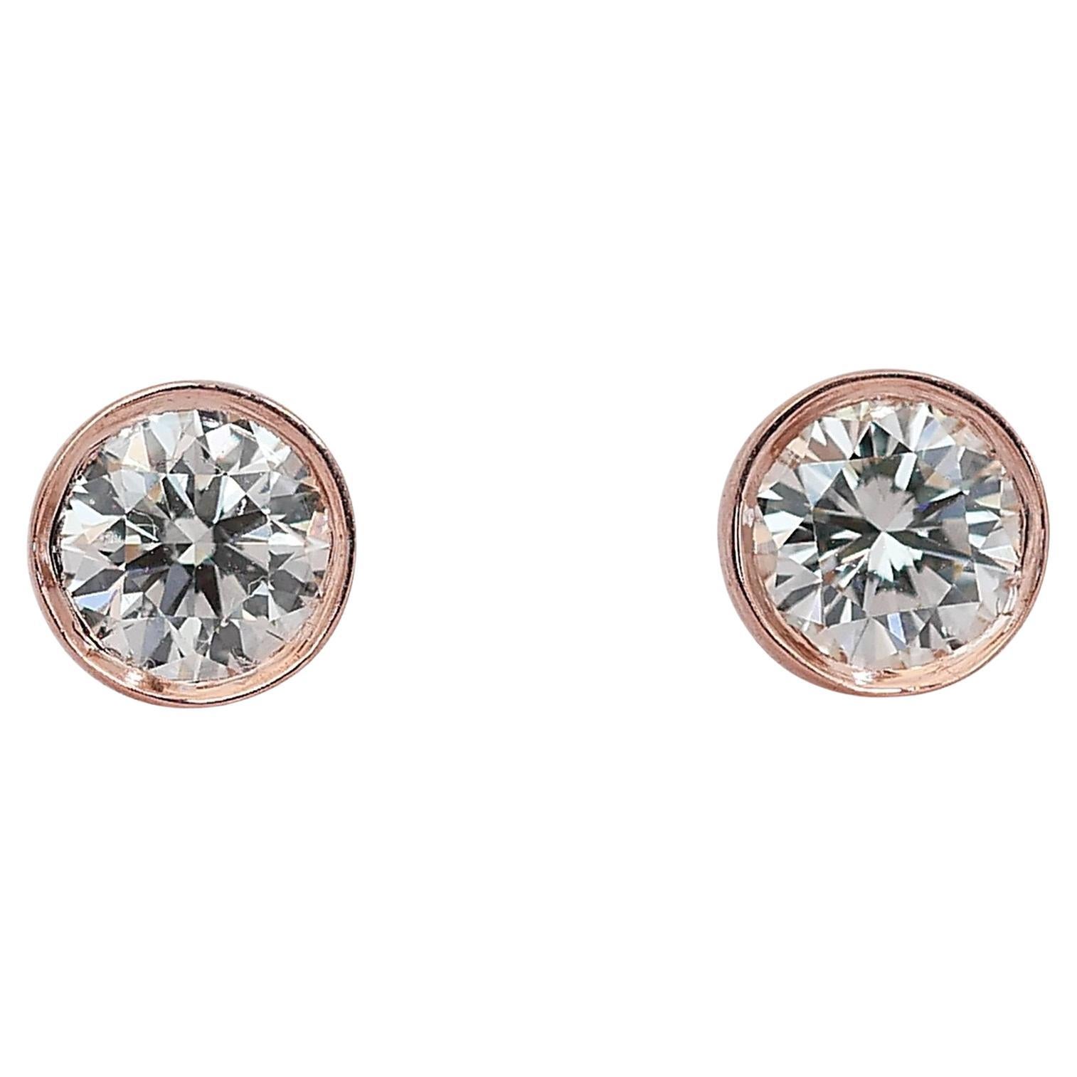 Exquisite 1.45ct Tripe Excellent Ideal Cut Diamonds Stud Earrings
