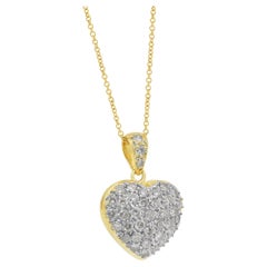Exquisito Collar de Diamantes de 1,46ct con Colgante en Forma de Corazón en Oro Amarillo de 18k