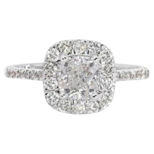Exquisite 1.47ct Cushion Cut Diamond Ring set in 18K White Gold