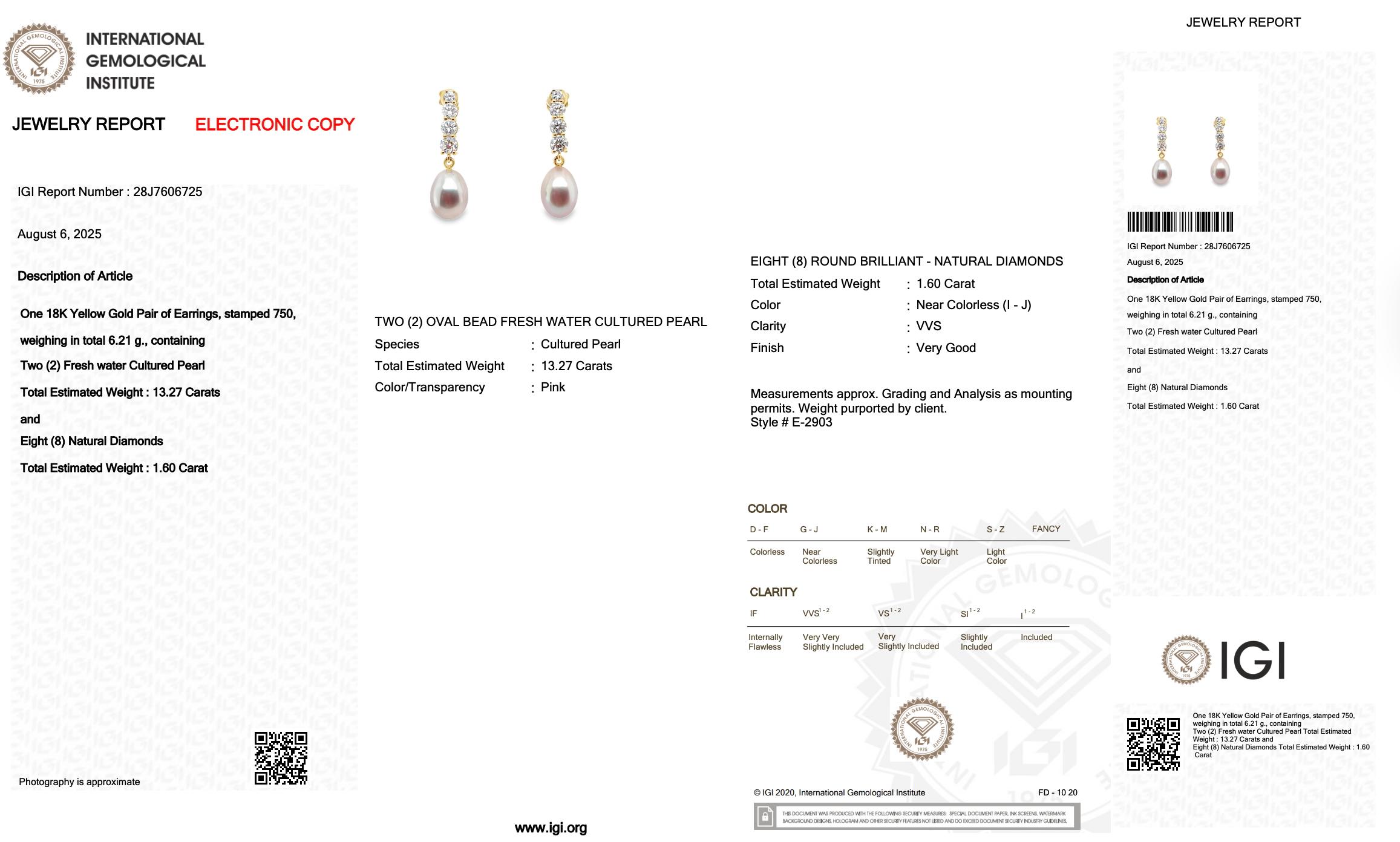 Pendants d'oreilles exquis en perles de culture d'eau douce et diamants de 14,87ct Pour femmes en vente