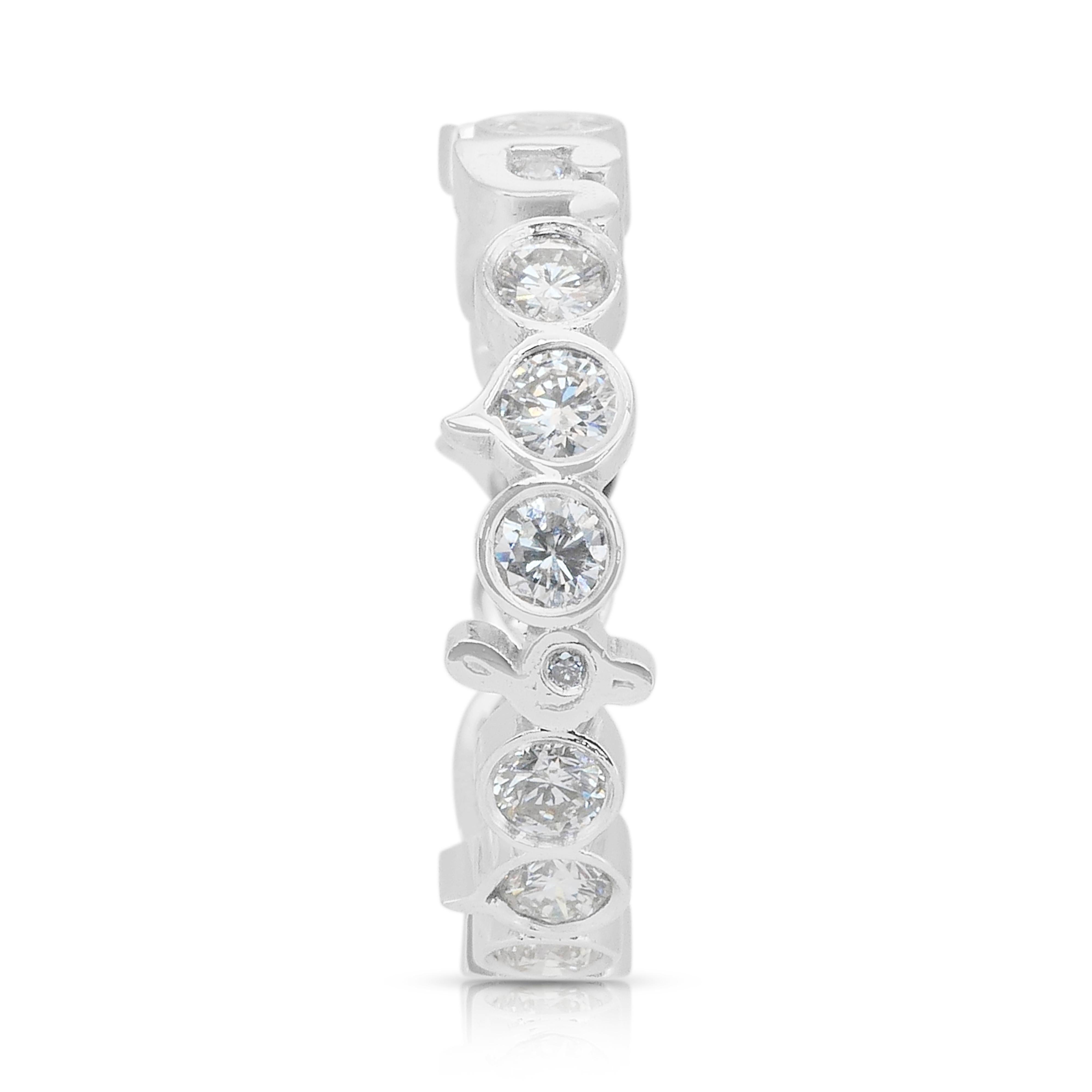 Taille ronde Bague exquise de 1,48ct de diamants naturels en or blanc 14k - certifiée IGI en vente