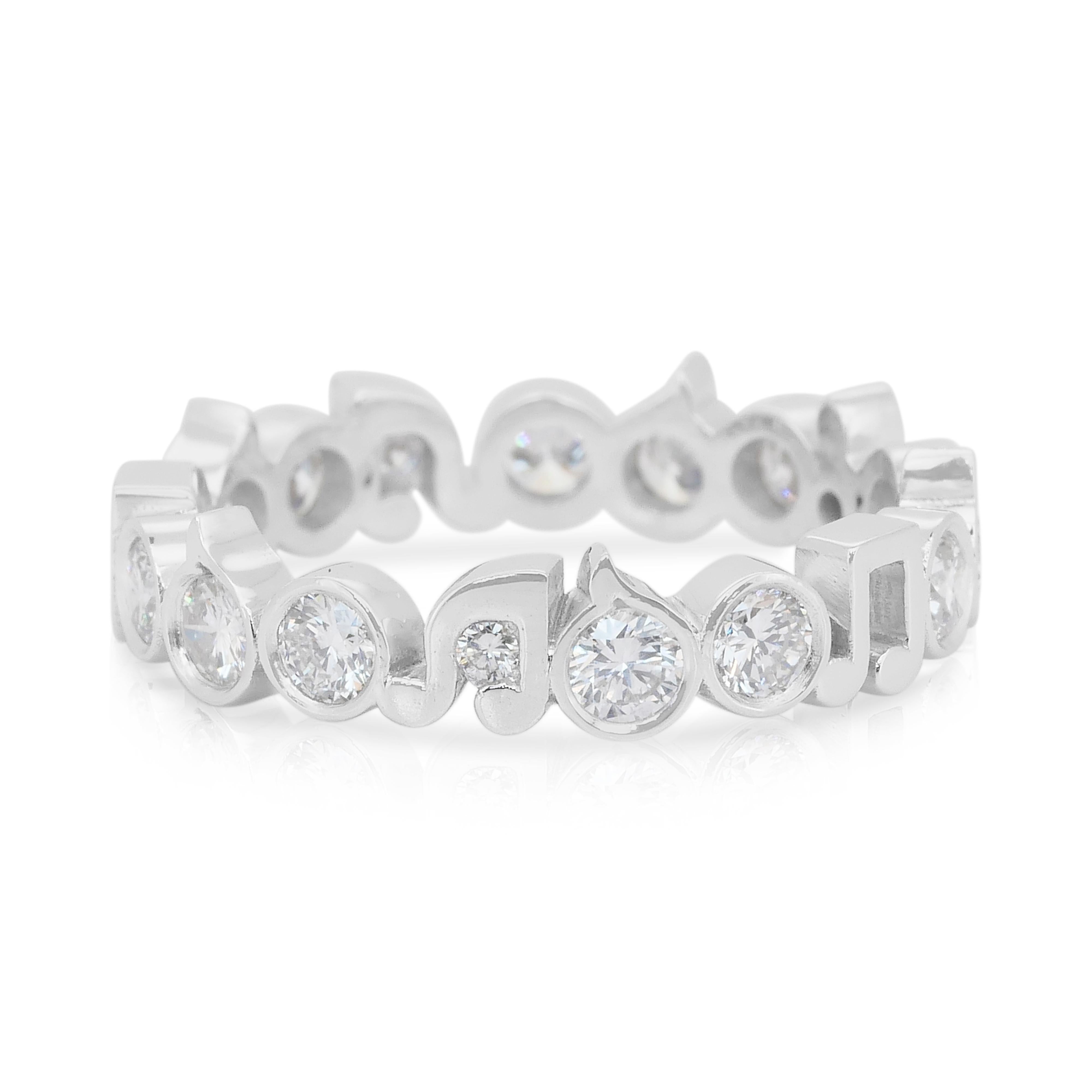 Bague exquise de 1,48ct de diamants naturels en or blanc 14k - certifiée IGI Neuf - En vente à רמת גן, IL