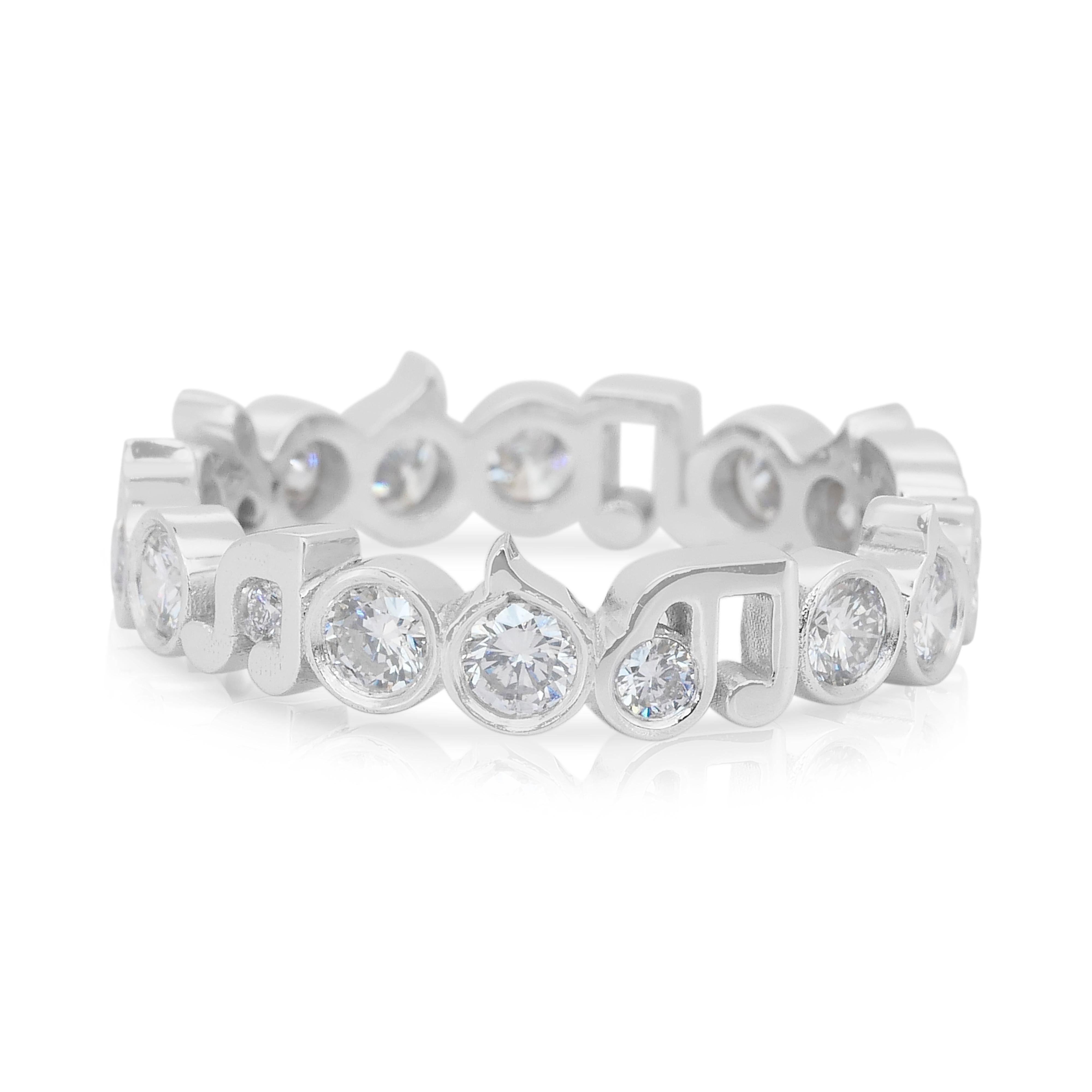 Bague exquise de 1,48ct de diamants naturels en or blanc 14k - certifiée IGI en vente 1