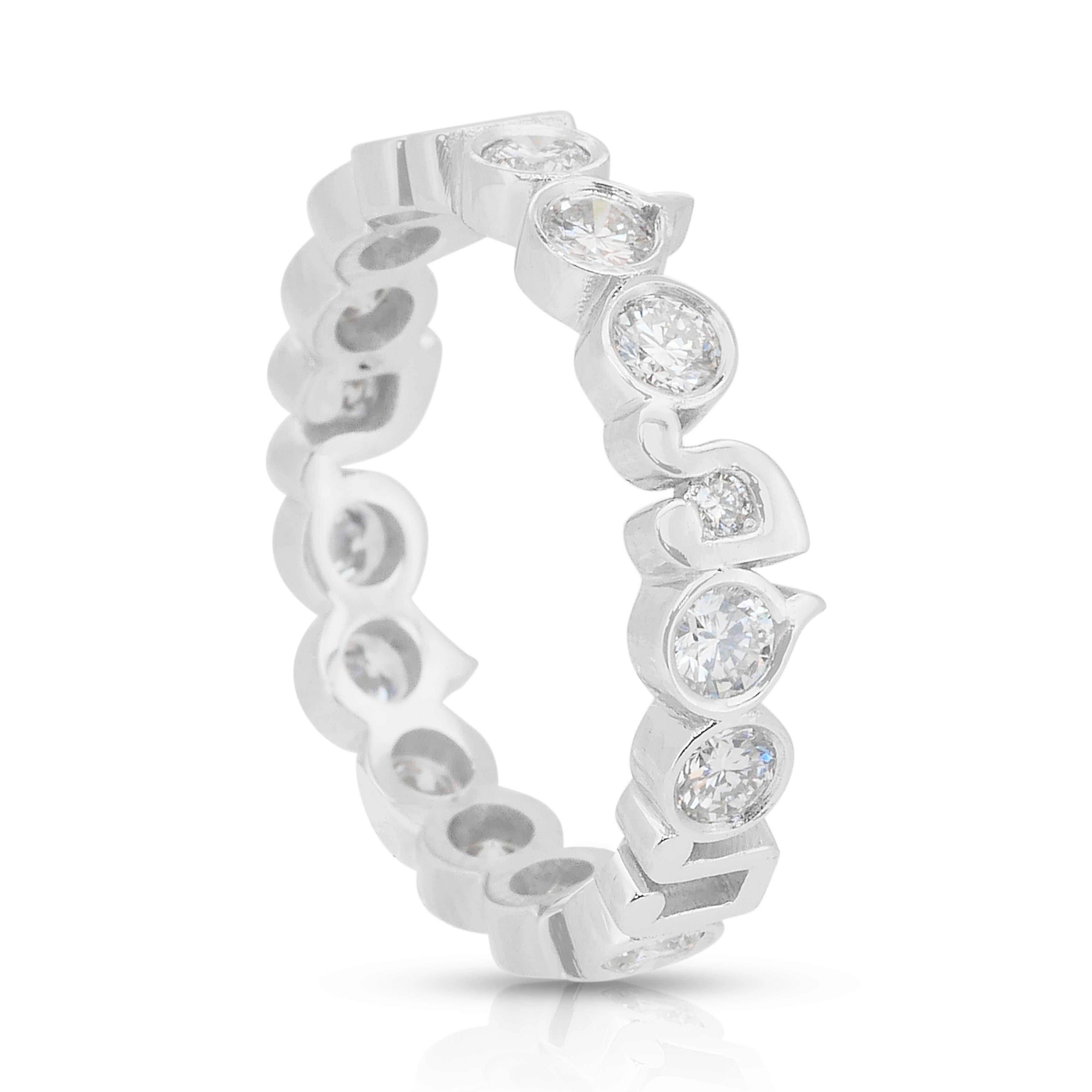 Bague exquise de 1,48ct de diamants naturels en or blanc 14k - certifiée IGI en vente 2