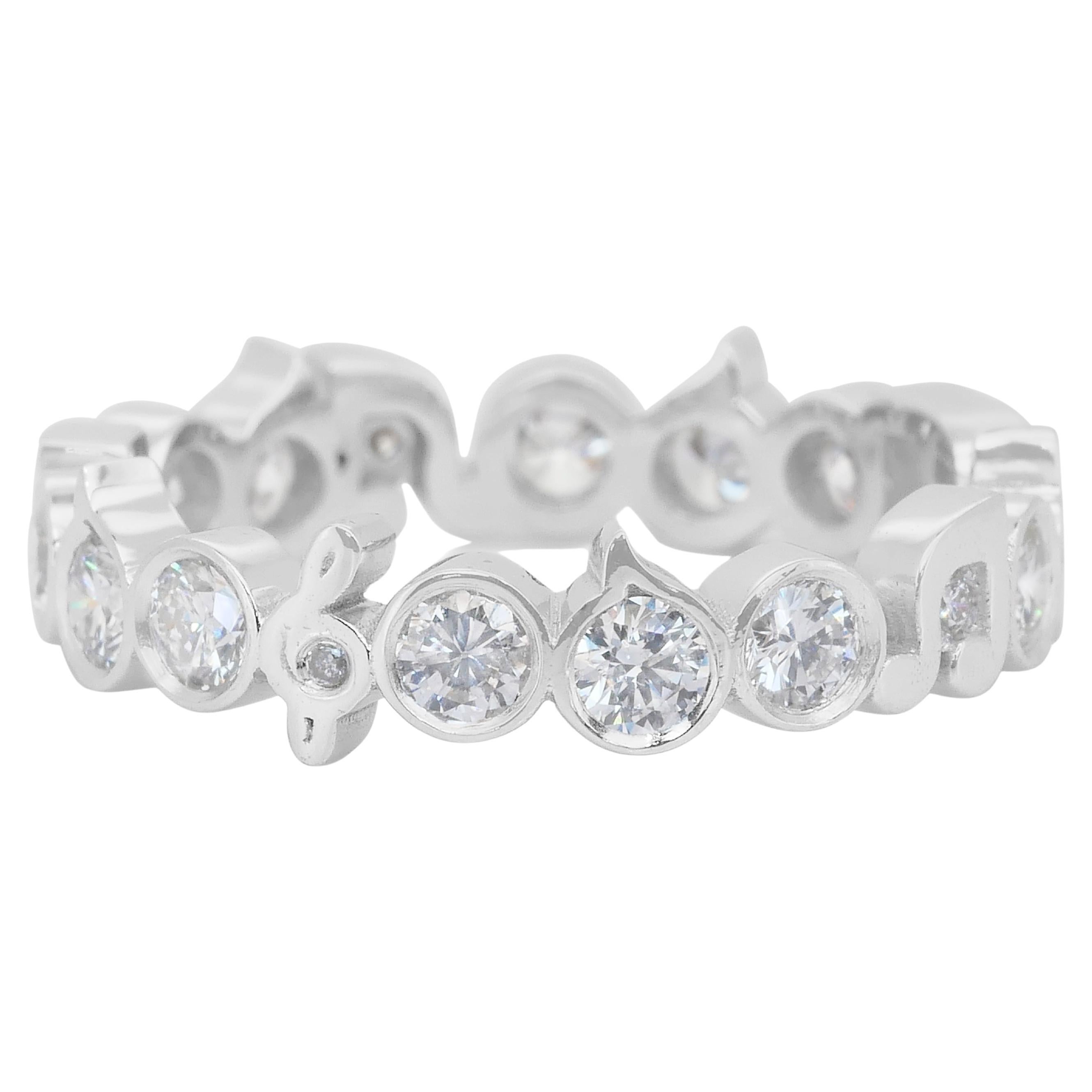 Bague exquise de 1,48ct de diamants naturels en or blanc 14k - certifiée IGI en vente