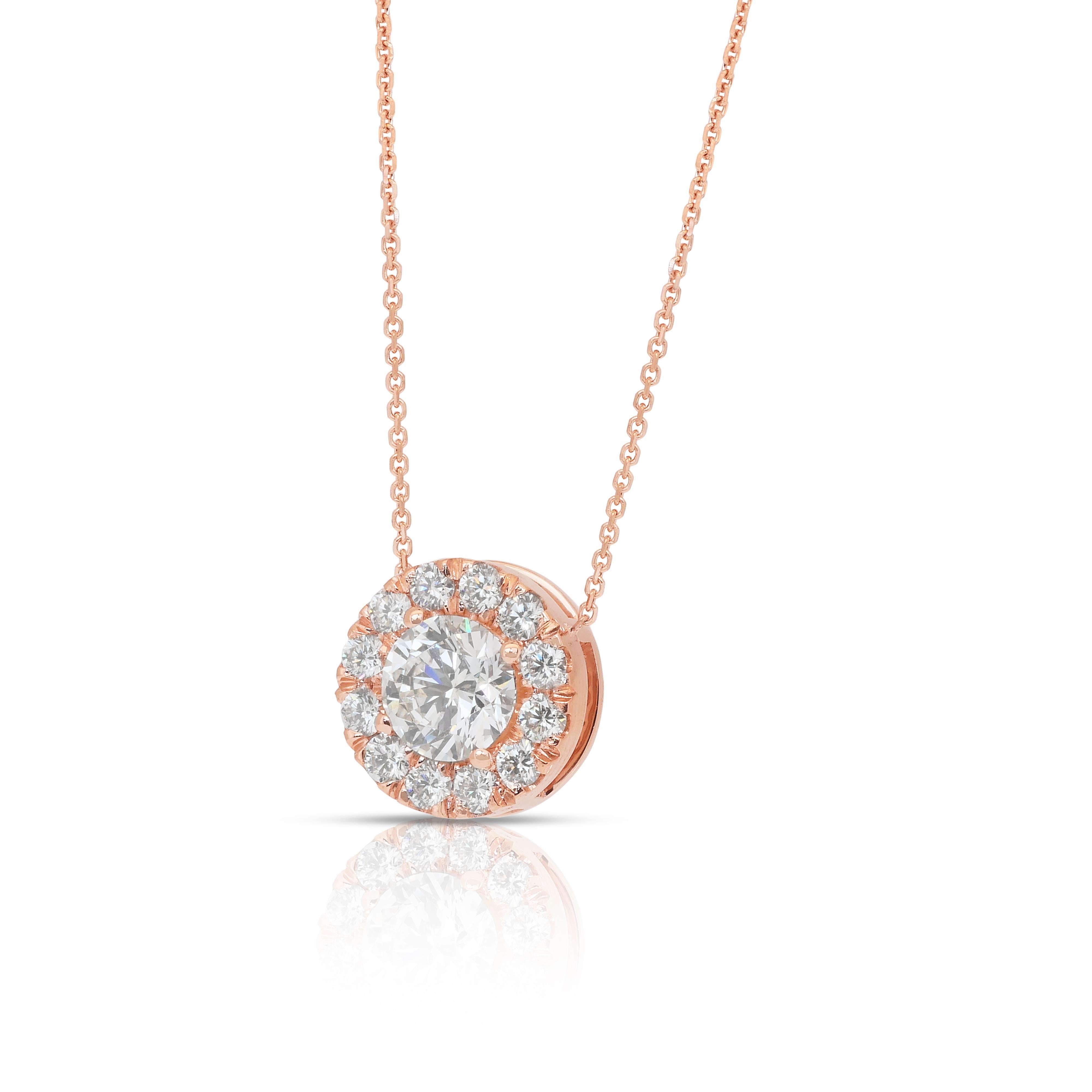 Squisita collana di diamanti da 1,49 carati in oro rosa 18 carati - Certificato IGI In condizioni Nuovo in vendita a רמת גן, IL