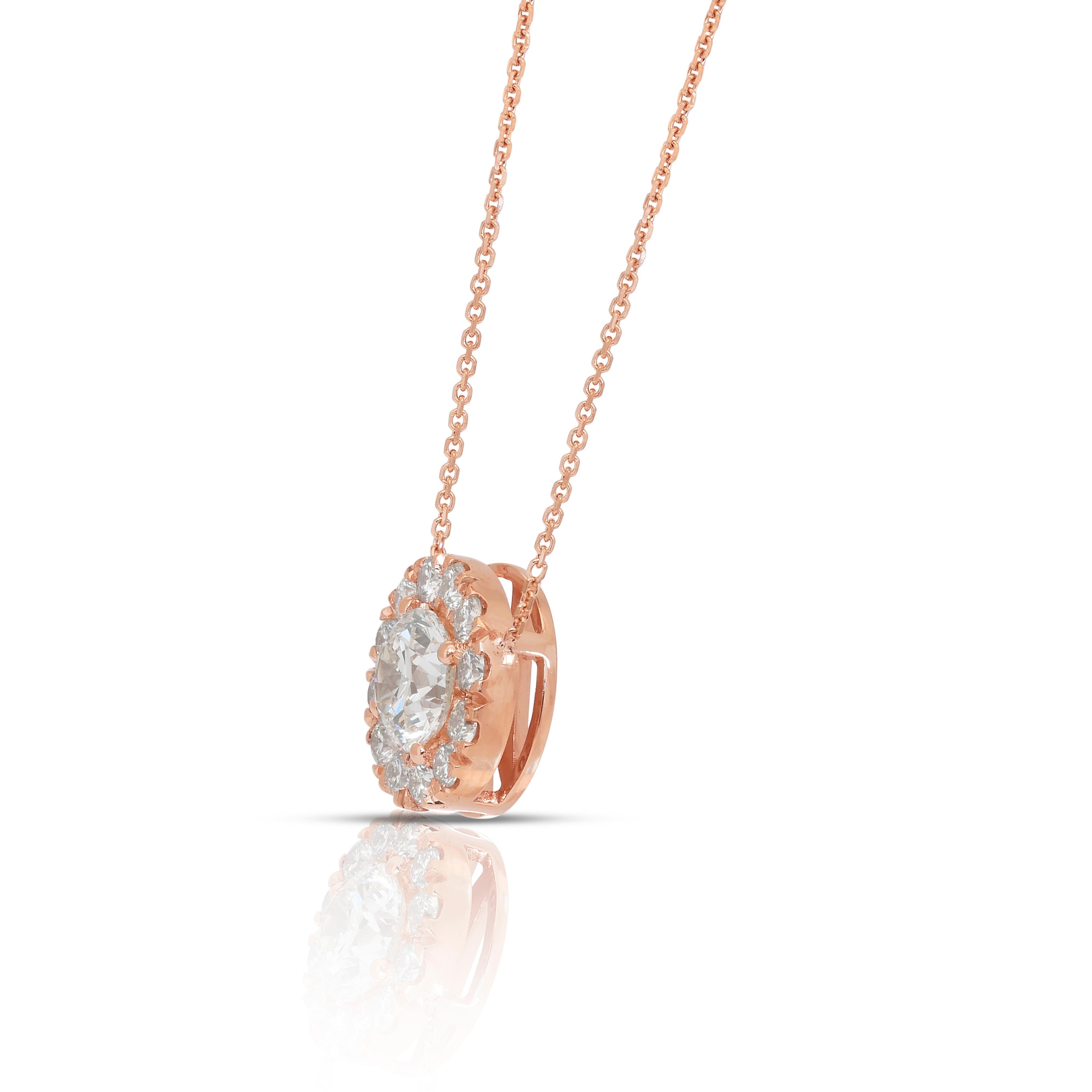 Squisita collana di diamanti da 1,49 carati in oro rosa 18 carati - Certificato IGI in vendita 2