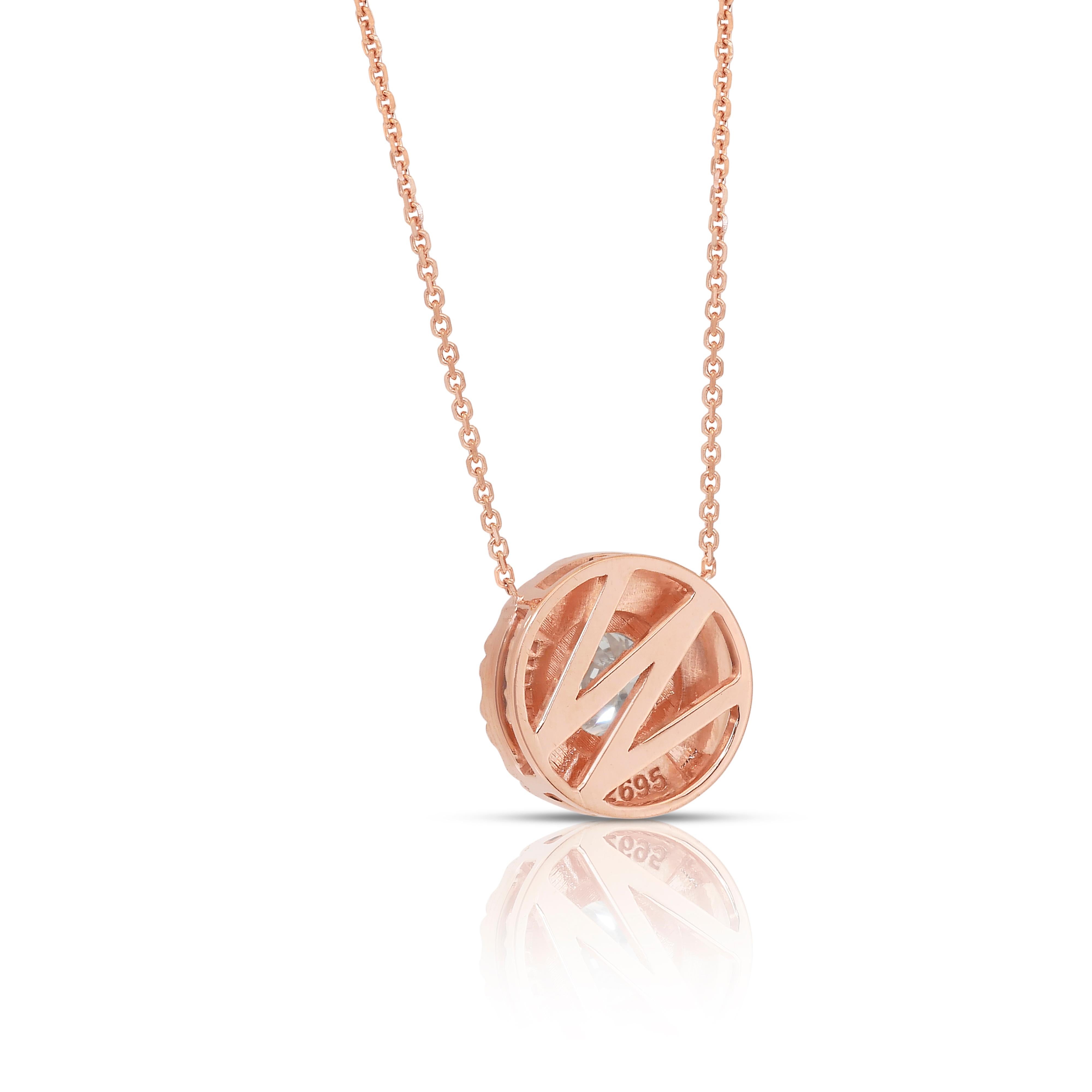 Squisita collana di diamanti da 1,49 carati in oro rosa 18 carati - Certificato IGI in vendita 3