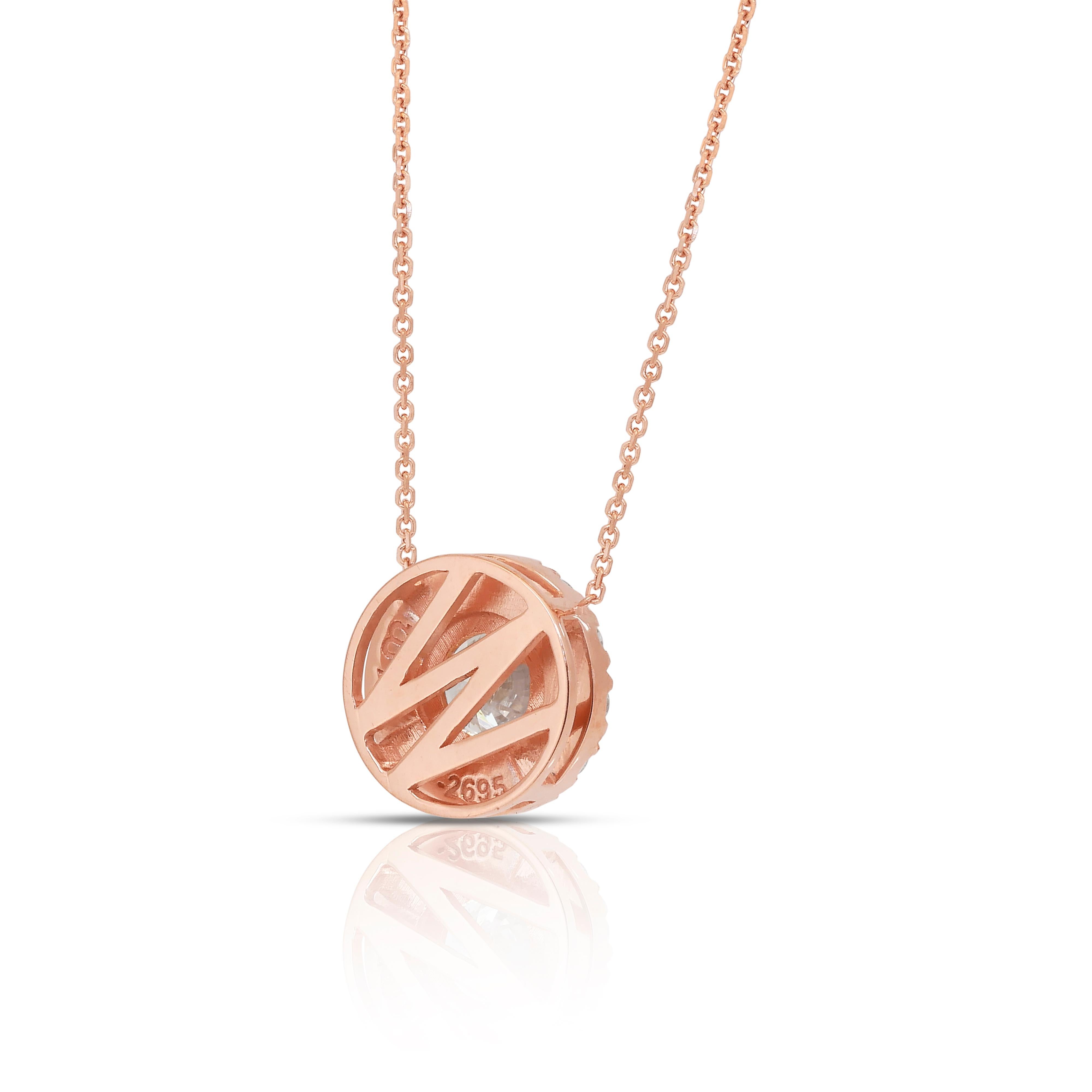 Squisita collana di diamanti da 1,49 carati in oro rosa 18 carati - Certificato IGI in vendita 4