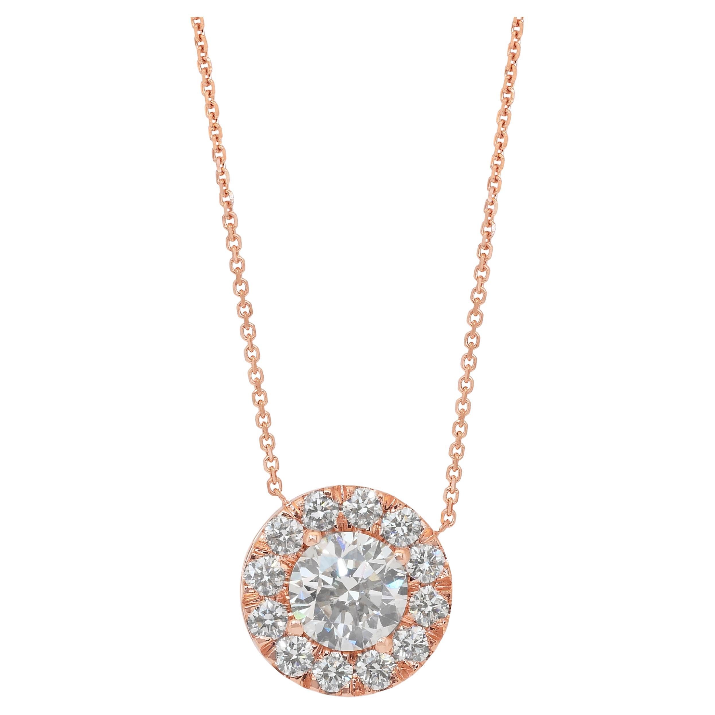 Exquisite 1.49ct Diamonds Necklace in 18k Rose Gold - IGI Certified