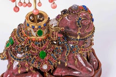 Exquisite 14K Gold, Diamonds, Emeralds, Rubies, Semi Precious Stone Camel