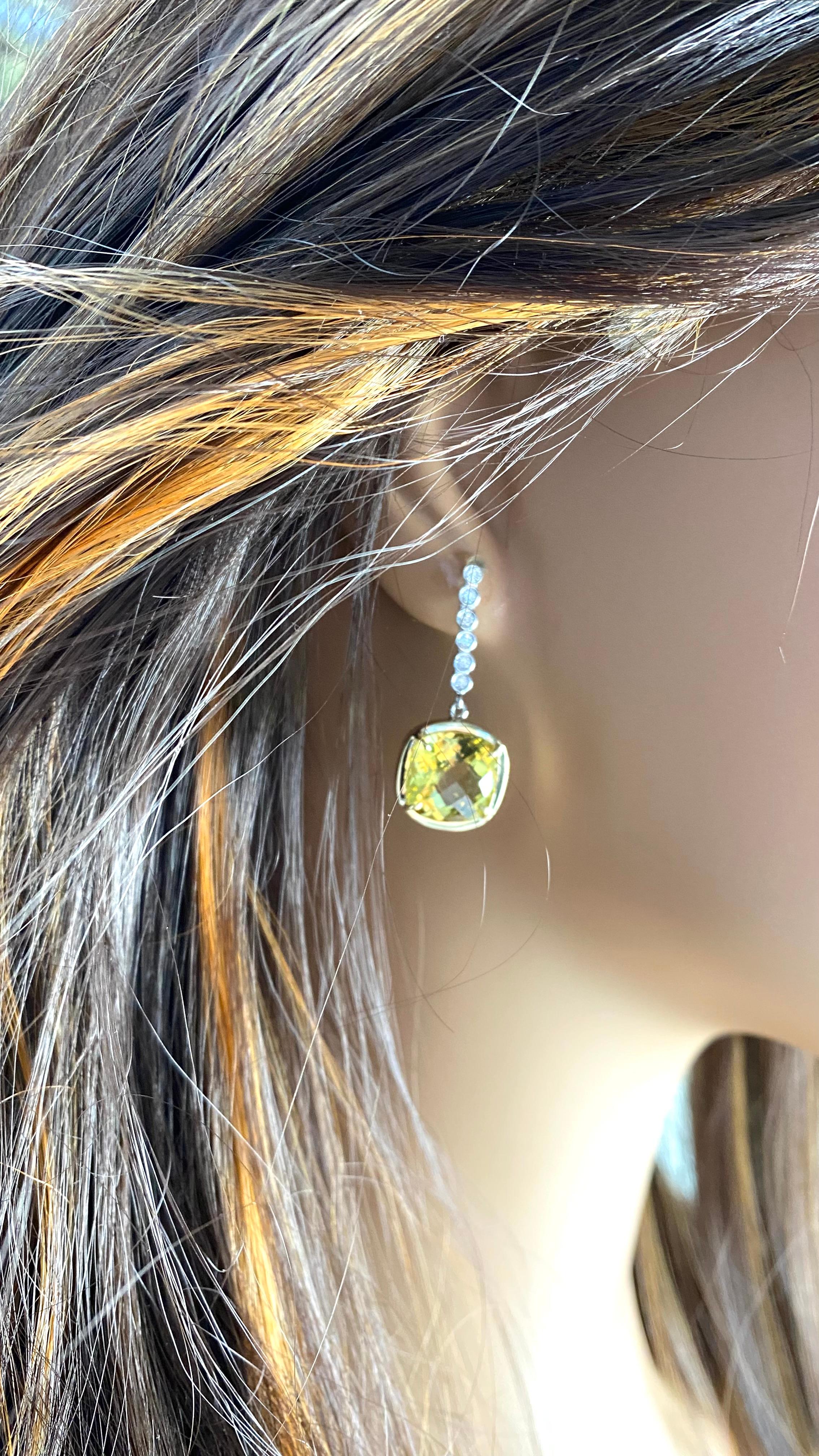 Exquisite 14K Gold Fusion of Color Earrings Morganite Yellow Beryl Diamond For Sale 6