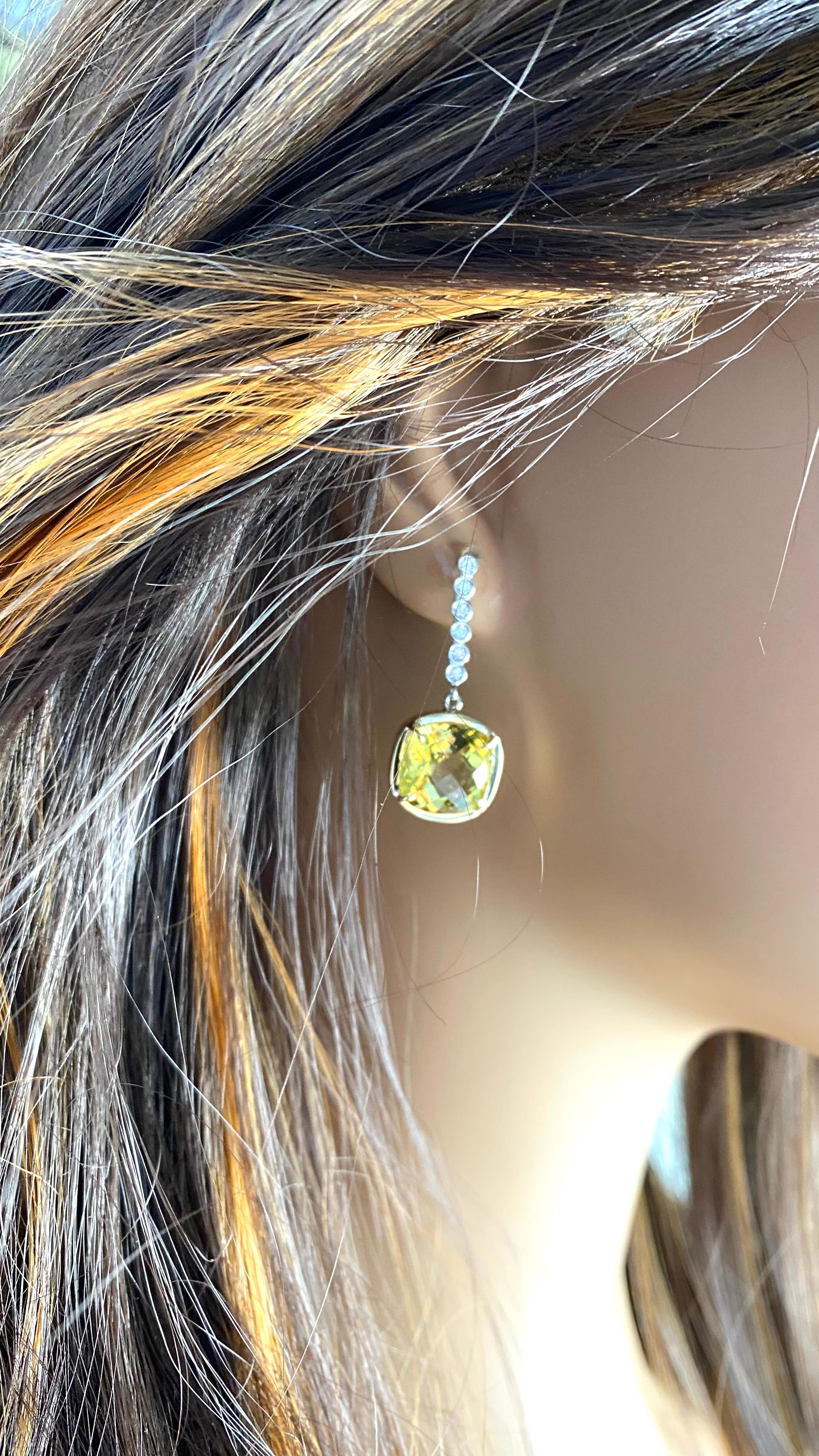 Exquisite 14K Gold Fusion of Color Earrings Morganite Yellow Beryl Diamond For Sale 1