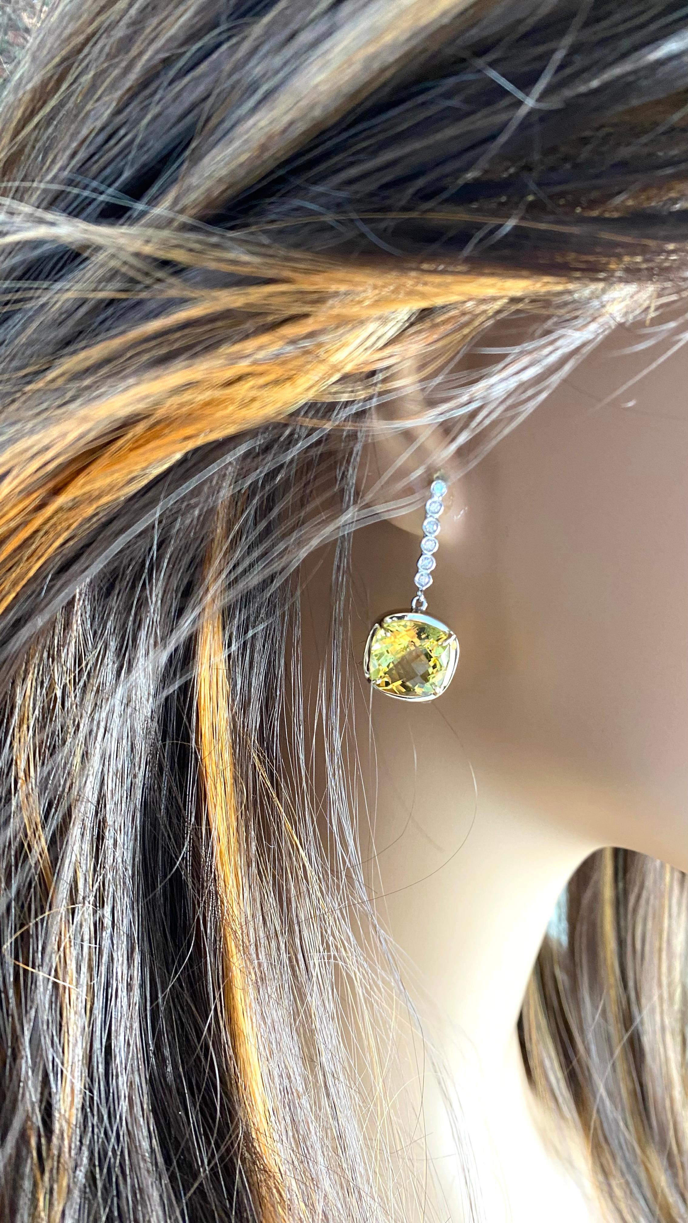 Exquisite 14K Gold Fusion of Color Earrings Morganite Yellow Beryl Diamond For Sale 4