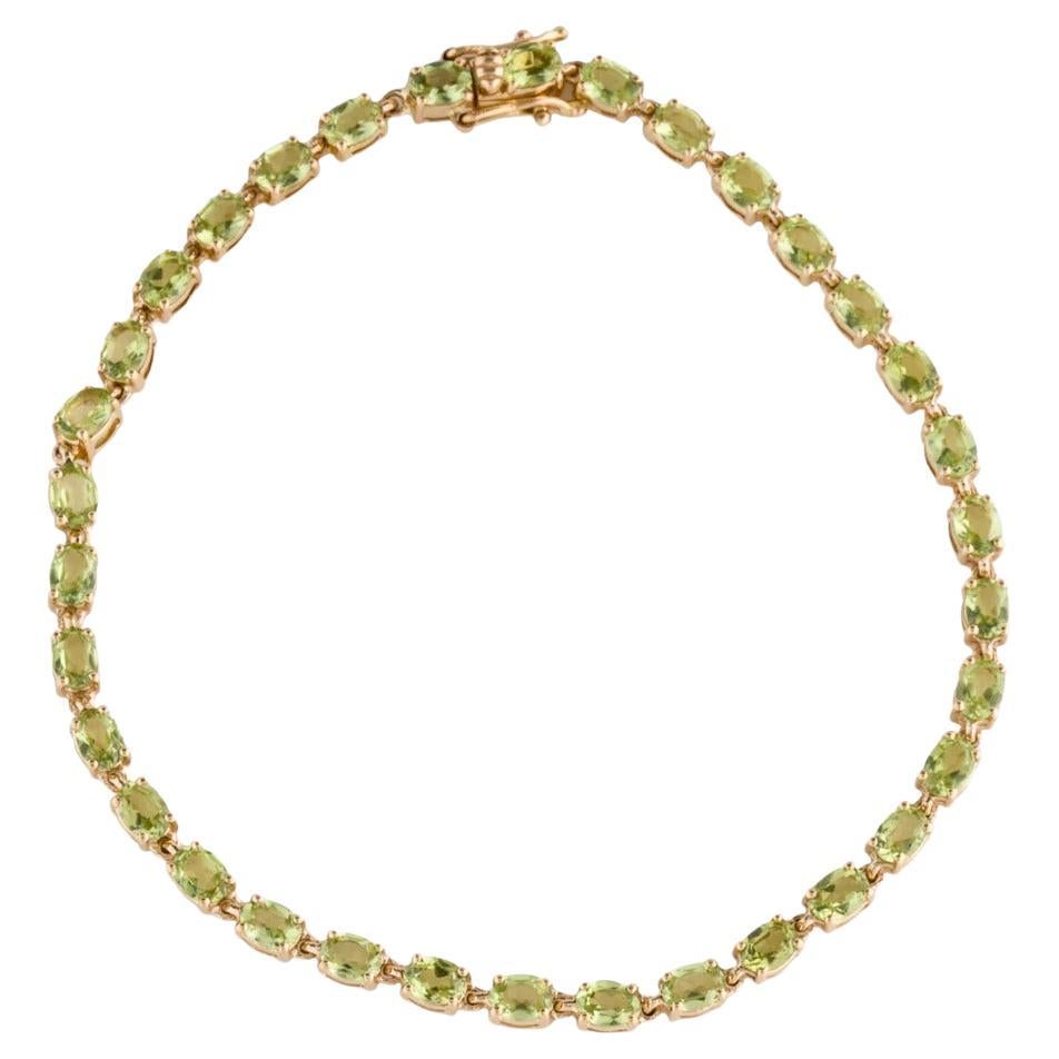 Exquisite 14K Peridot Link Bracelet - Elegant Design, Vibrant Green Gemstones For Sale