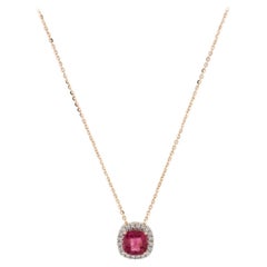 Exquisite 14K Tourmaline 
Diamond Pendant Necklace: Luxe Statement Piece
