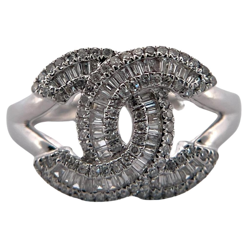 Exquisite 14K White gold 0.41 TCW Double CC Diamond Ring