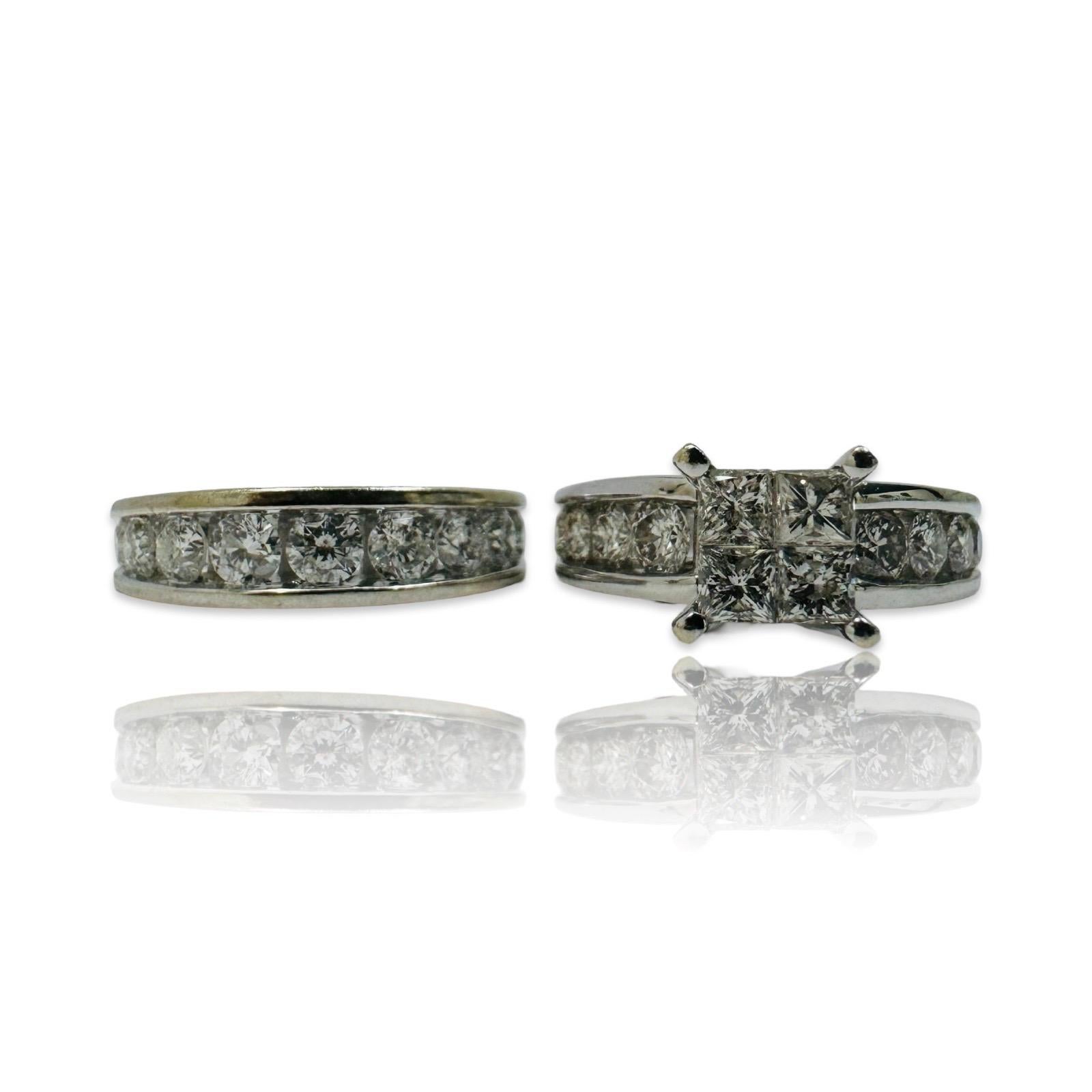 Exquisite 14K White Gold 3.53tcw Diamond Wedding Ring Set For Sale 2