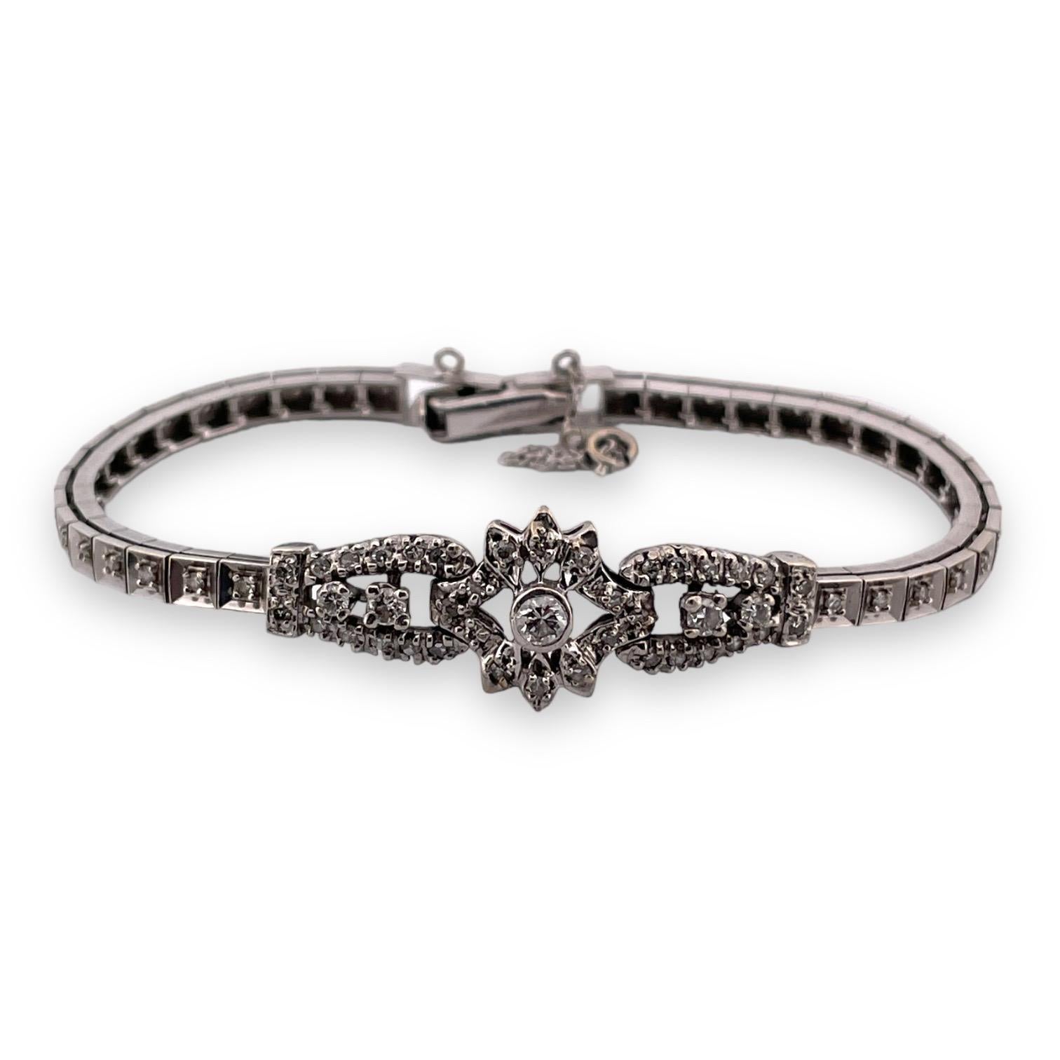 Moderne Magnifique bracelet ancien en or blanc 14 carats avec diamants