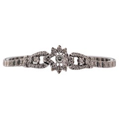 Magnifique bracelet ancien en or blanc 14 carats avec diamants
