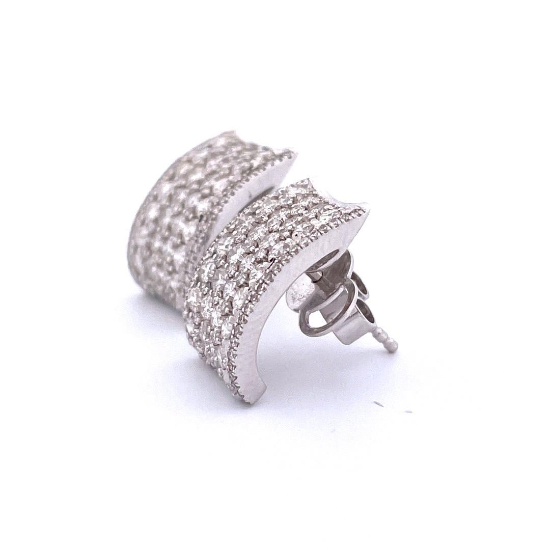 Modern Exquisite 14k White Gold Diamond Earrings For Sale