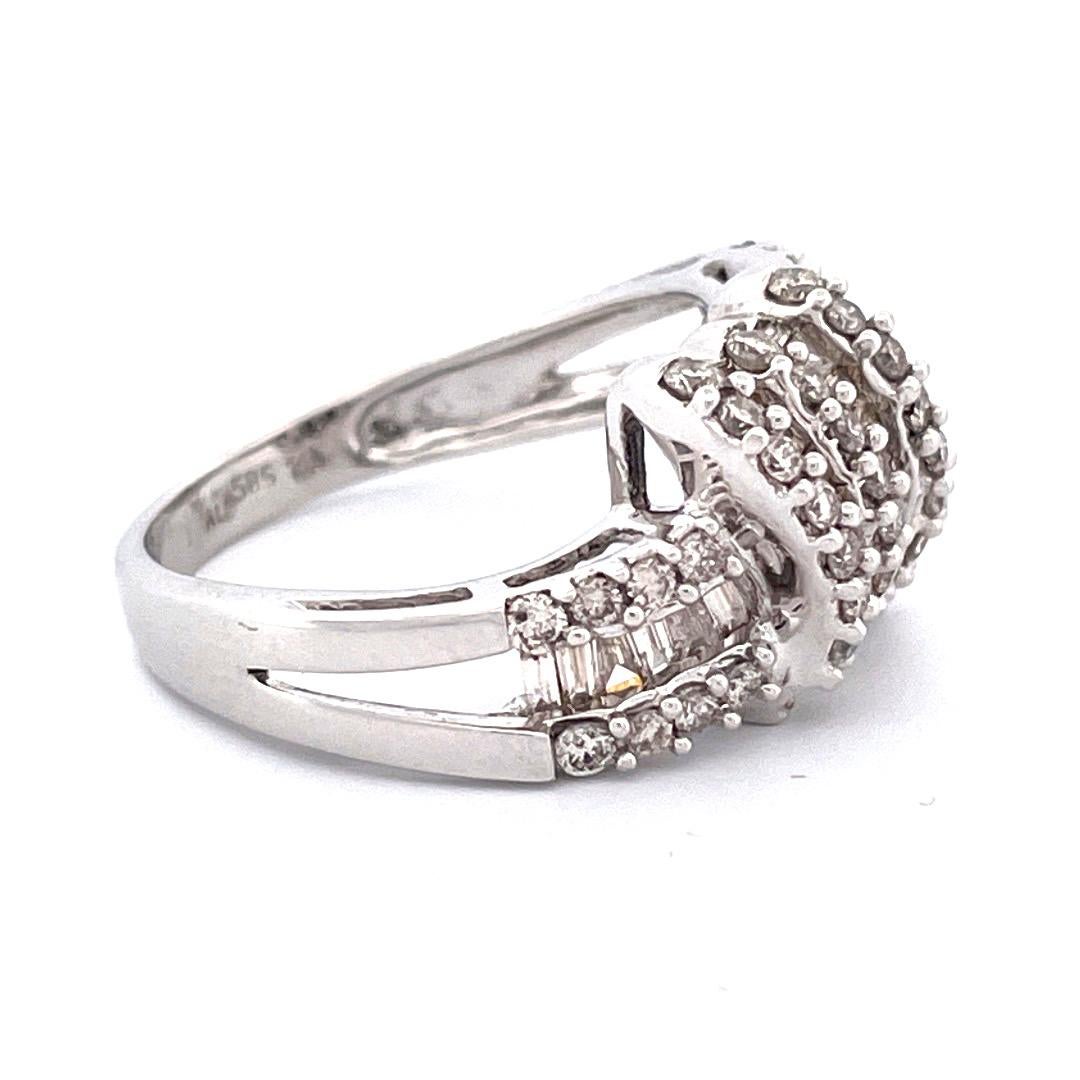 Modern Exquisite 14k White Gold Diamond Ring with Knot Pattern For Sale
