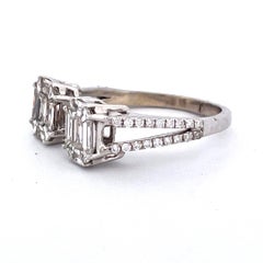 Exquisite 14k White Gold Double Emerald Ring