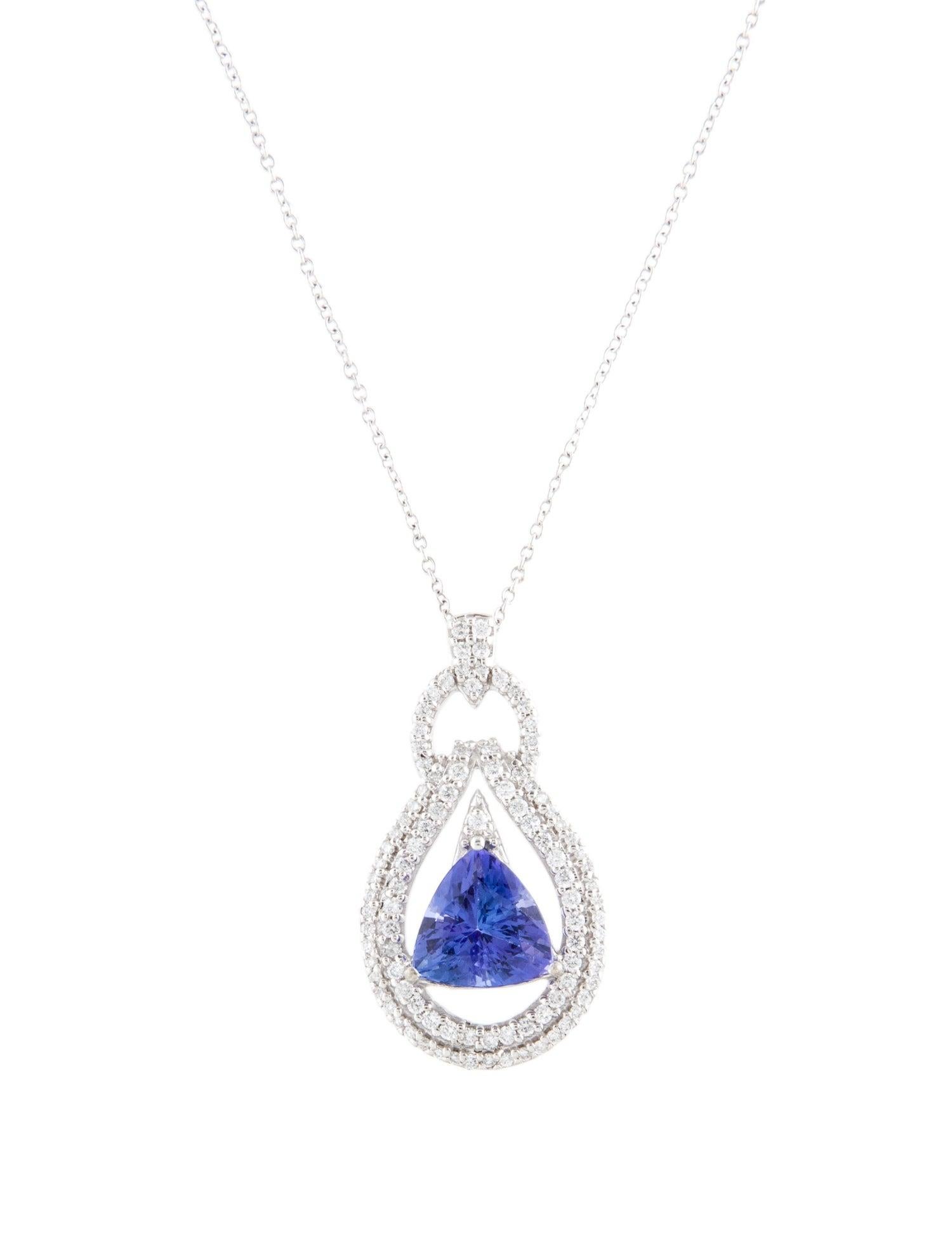 Brilliant Cut Luxury 14K Tanzanite & Diamond Pendant Necklace  Exquisite & Timeless Jewelry For Sale