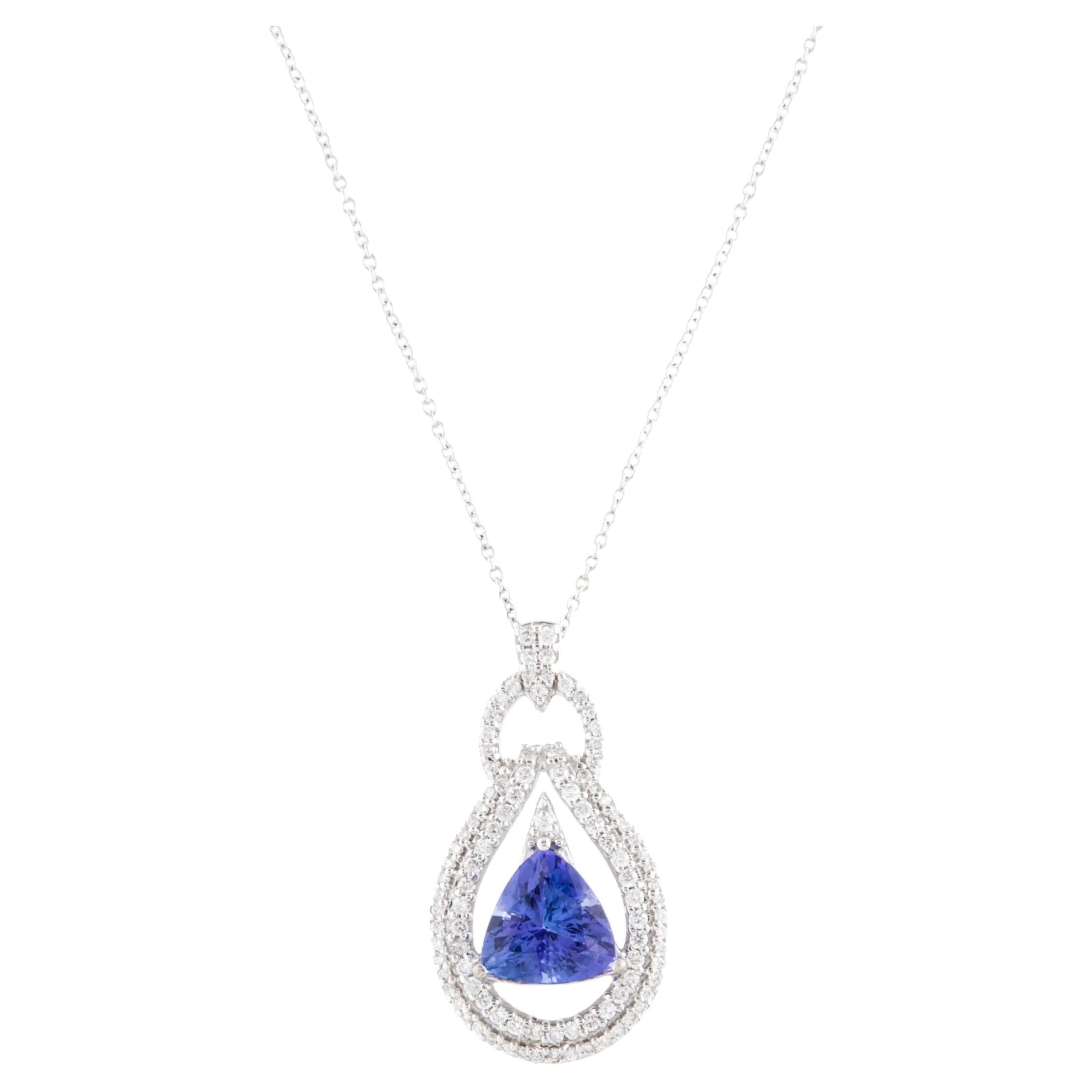Luxury 14K Tanzanite & Diamond Pendant Necklace  Exquisite & Timeless Jewelry For Sale