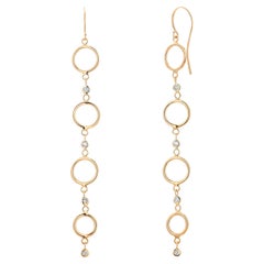 Exquisite 14K Gelbgold 3,5 Zoll lange Lünette Diamant-Tropfenohrringe mit Hirten