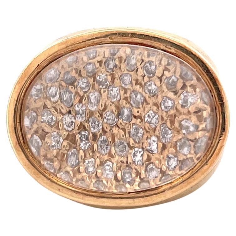 Exquisite 14k Gelbgold Dome Ring mit Kristall im Angebot