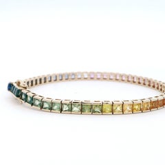 Exquisite 14K Yellow Gold Multicolored Sapphire Bracelet