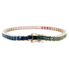 Exquisite 14K Gelbgold Multicolored Saphir-Armband