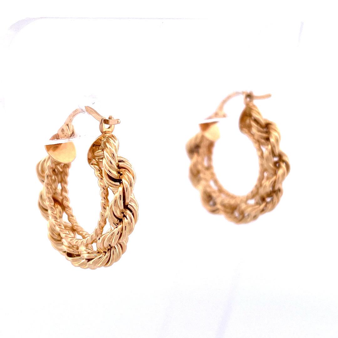 Exquisite 14k Gelbgold Seil-Ohrringe (Moderne)