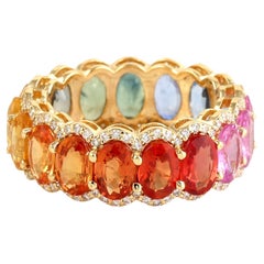 Exquisite 14KT Gold Sapphire & Diamond Statement Ring