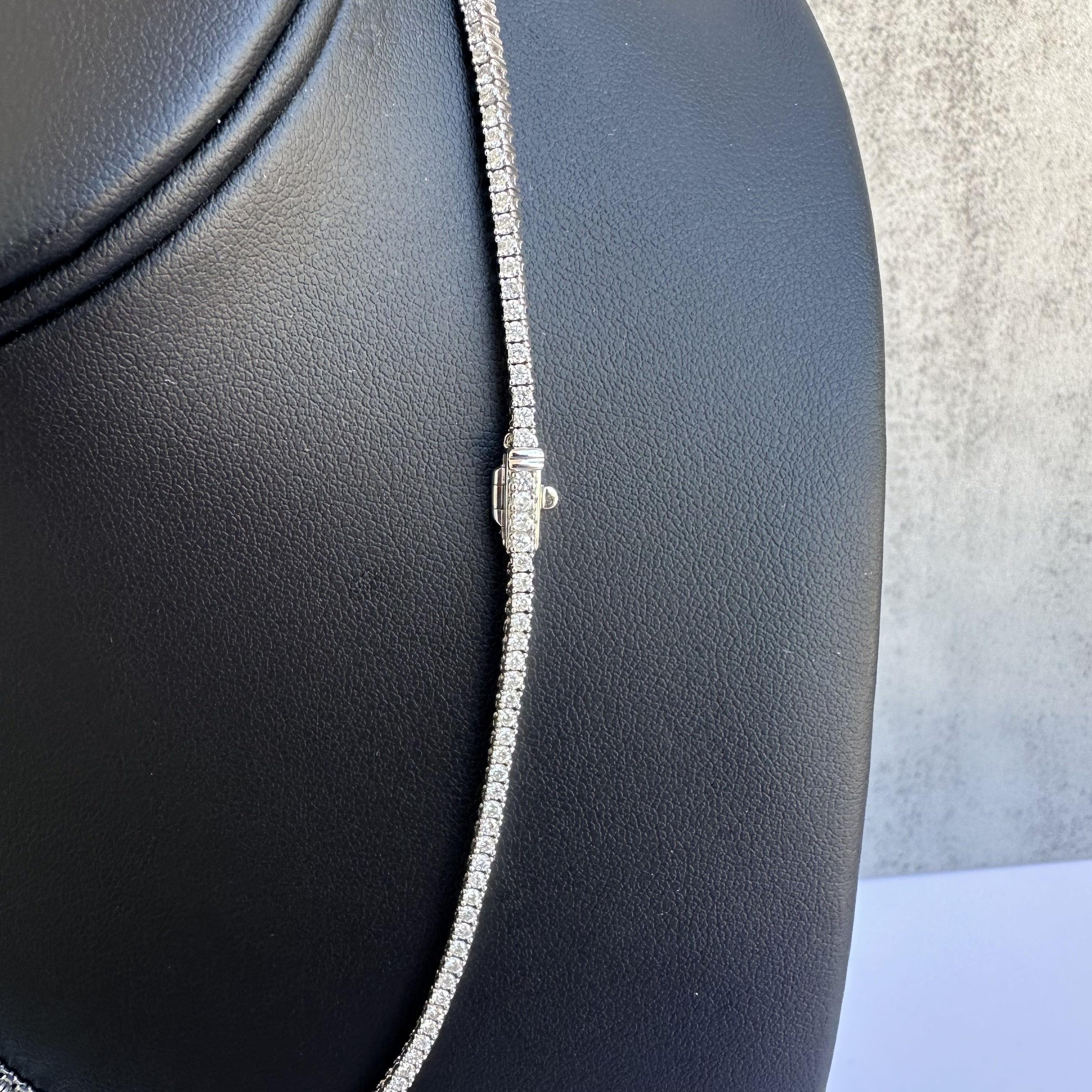 Round Cut Exquisite 14kt White Gold 4.50ctw Natural Diamond Tennis Necklace - 16