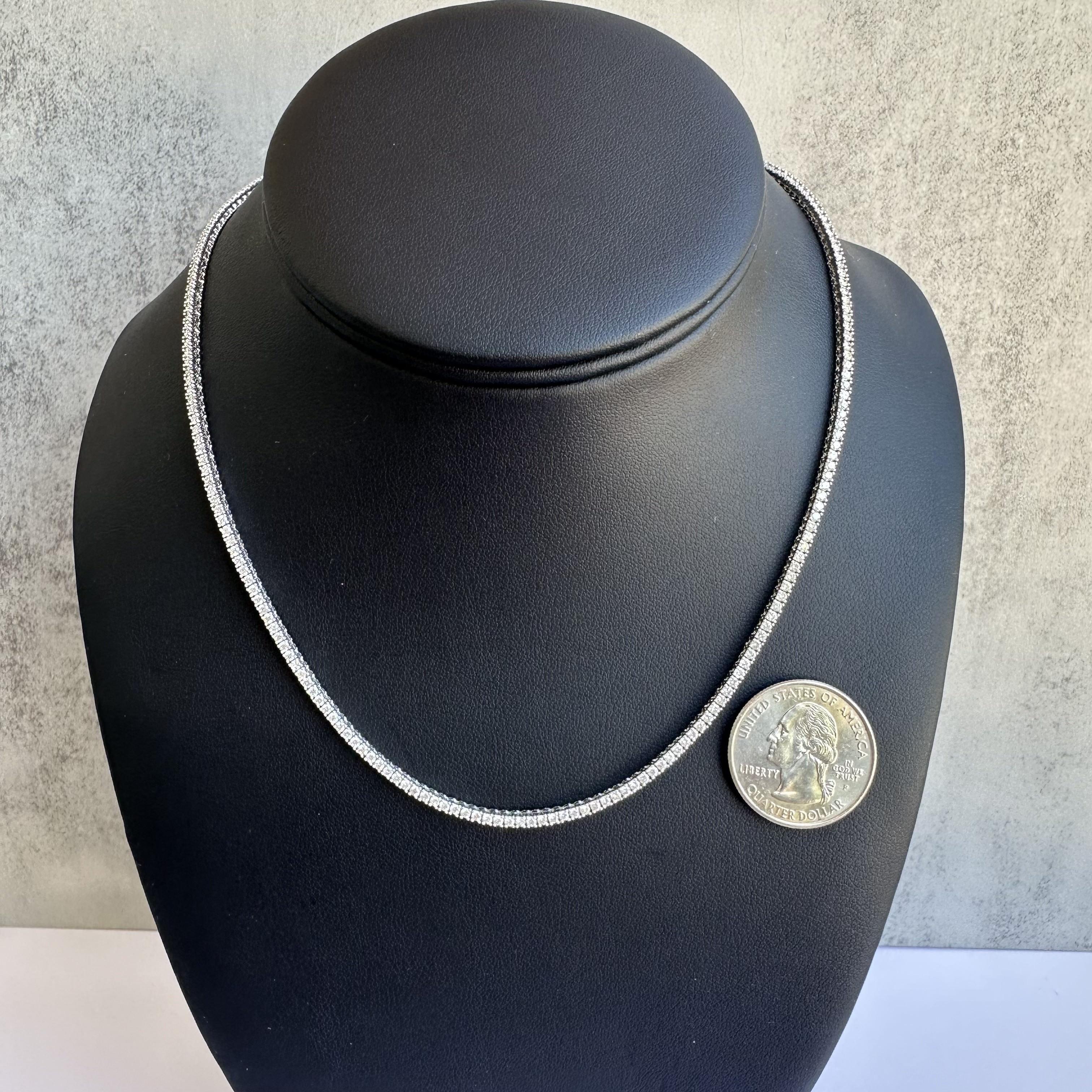 Exquisite 14kt White Gold 4.50ctw Natural Diamond Tennis Necklace - 16