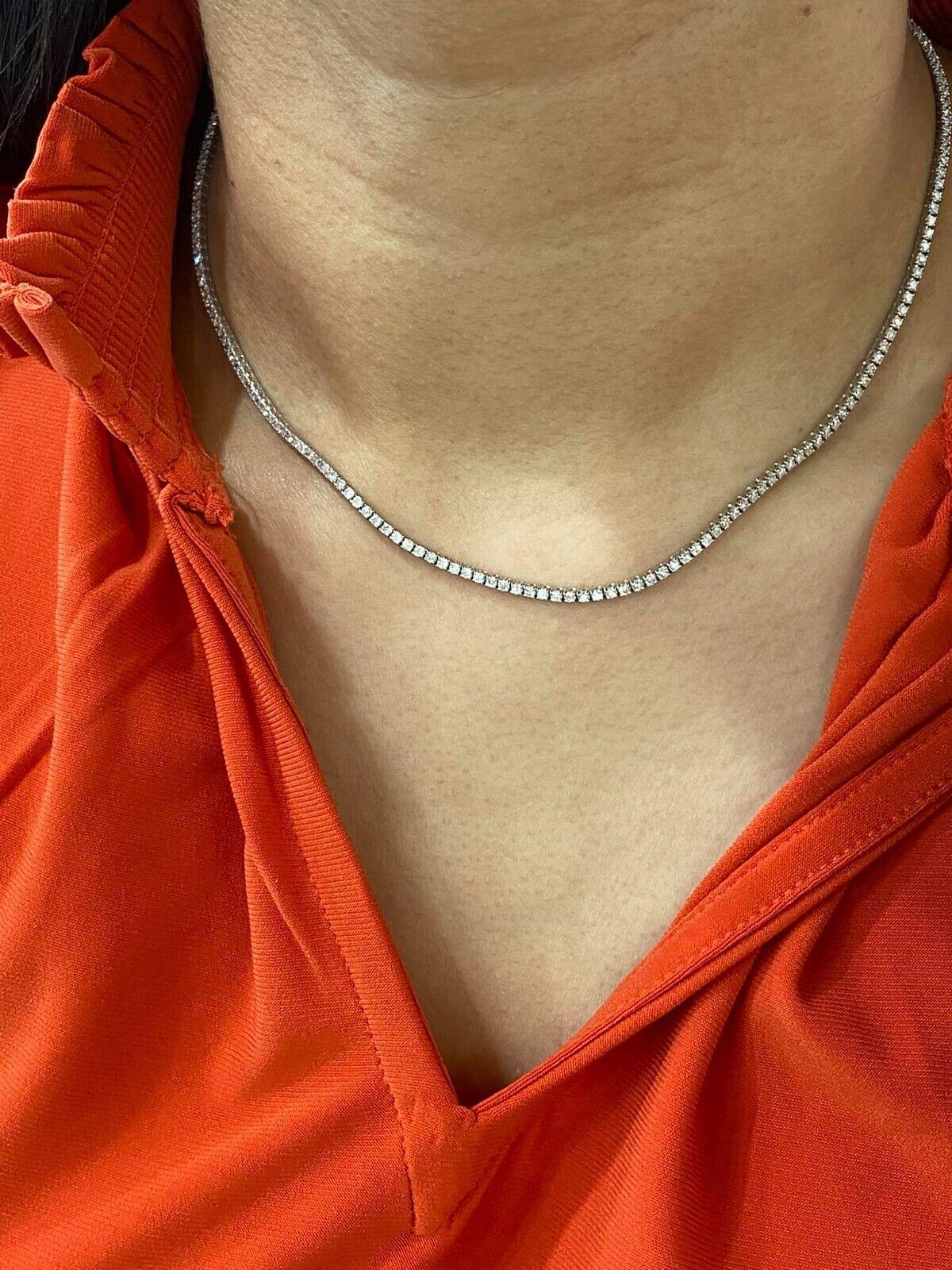Women's Exquisite 14kt White Gold 4.50ctw Natural Diamond Tennis Necklace - 16